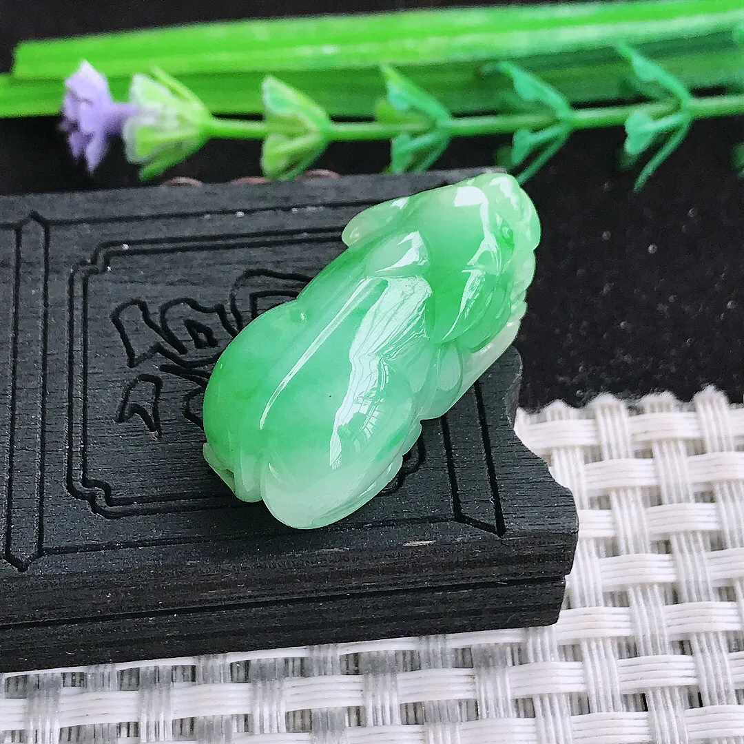 自然光30.2/14.2/11老坑精美冰润飘阳绿貔貅吊坠翡翠玉石挂件