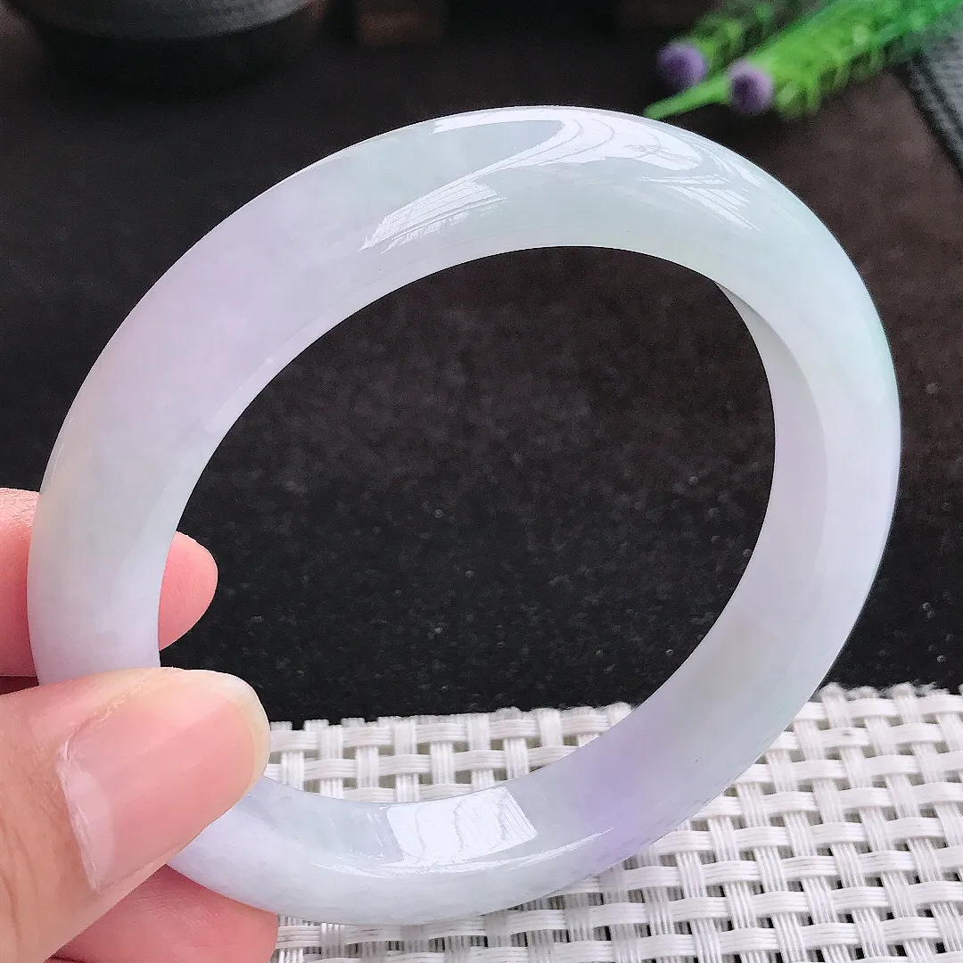 自然光62.5/12.2/9.8大圈口老坑冰胶水灵紫罗兰手镯天然翡翠玉镯女款