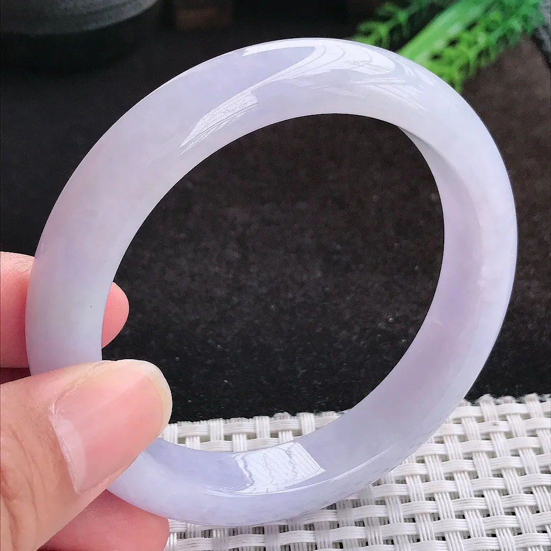 自然光60.5/13/9.2大圈口老坑冰胶水灵浓艳紫罗兰手镯天然翡翠玉镯女款