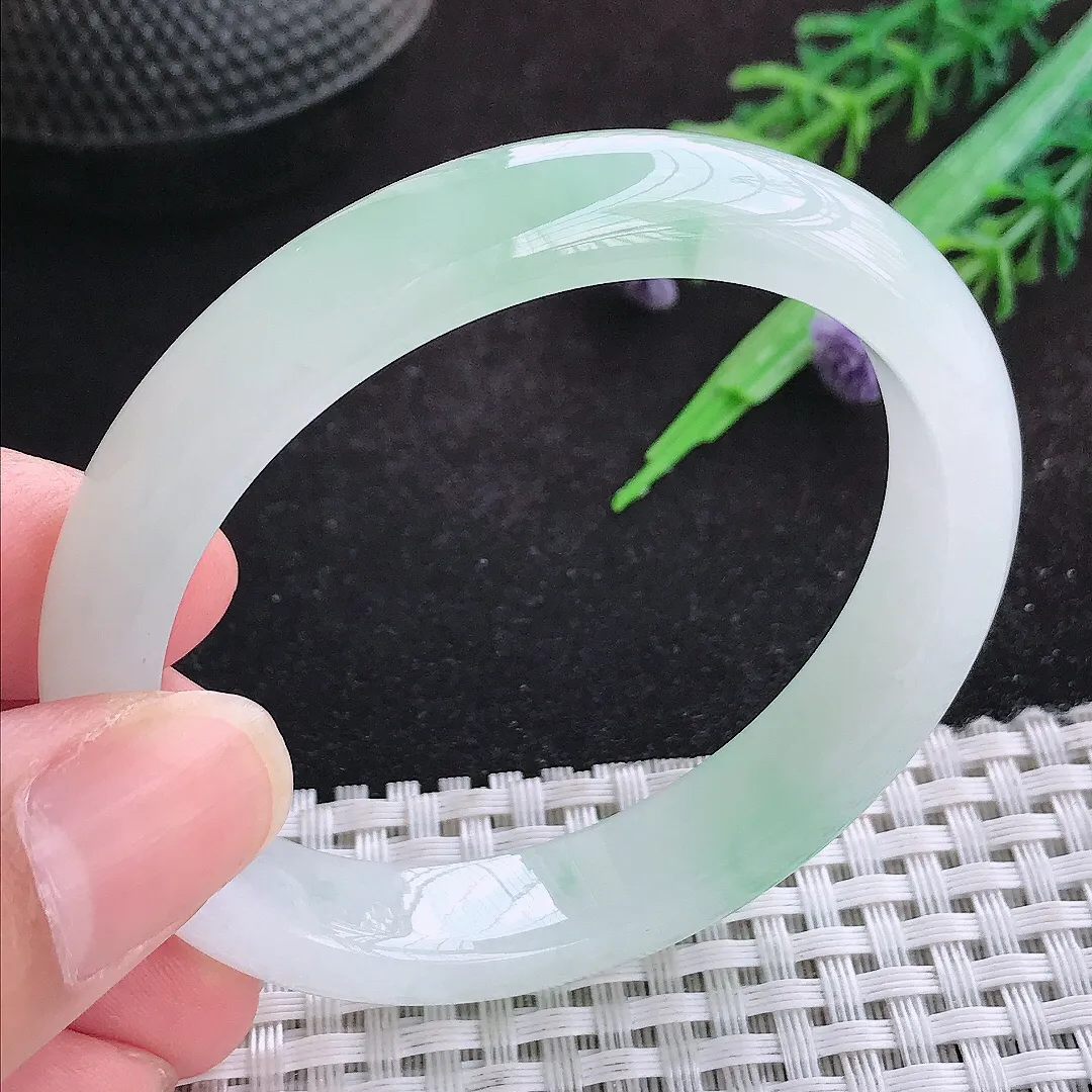 自然光53/48/11.2/7.5老坑冰胶果冻飘绿贵妃手镯天然翡翠玉镯女款