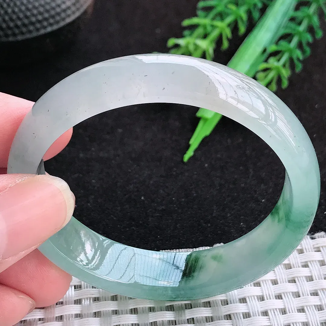 自然光51.5/45/13.4/6.8老坑冰胶果冻飘花小圈口贵妃手镯天然翡翠玉镯女款