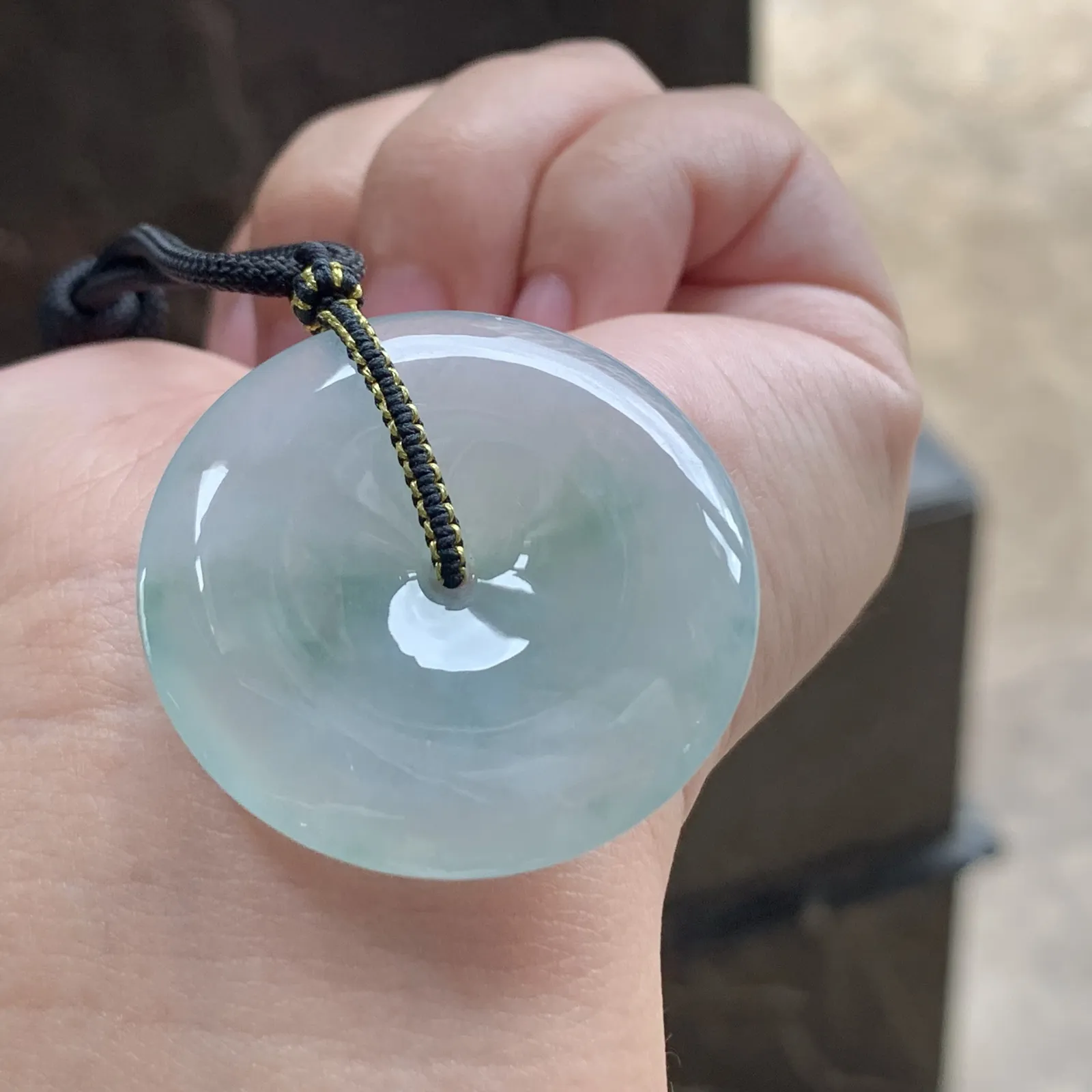 糯冰种飘花平安扣吊坠