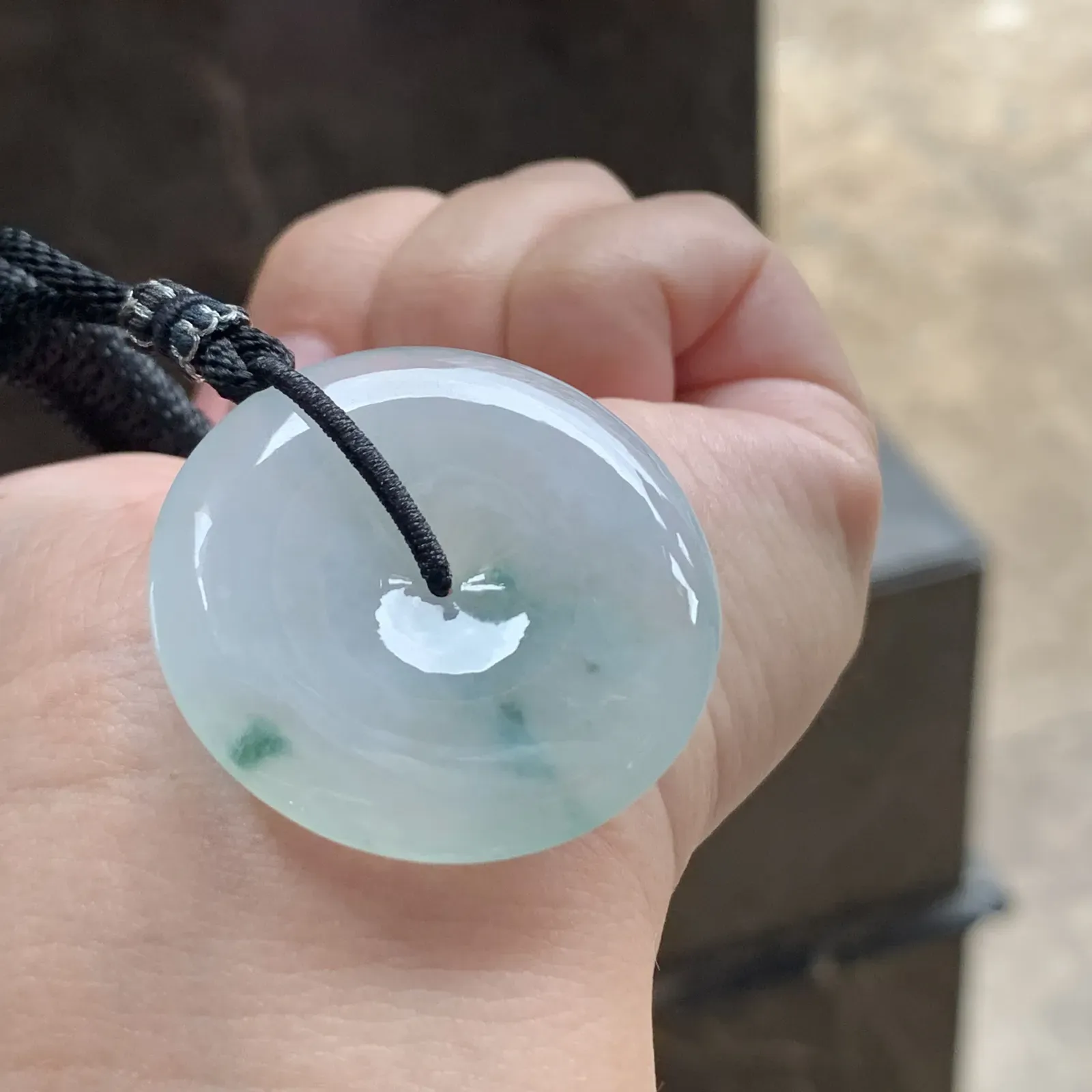 糯冰种飘花平安扣吊坠
