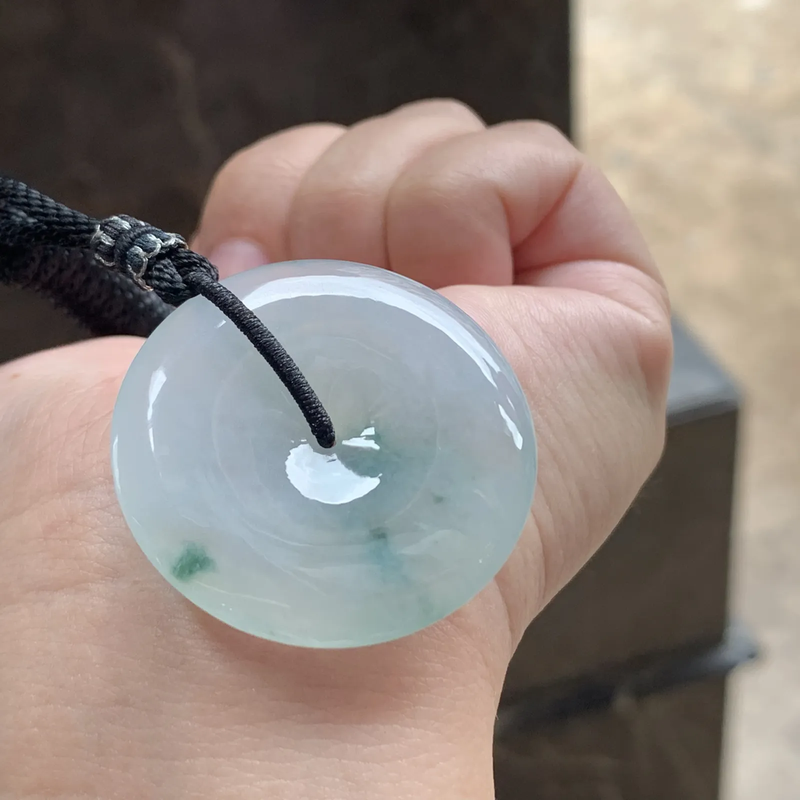 糯冰种飘花平安扣吊坠