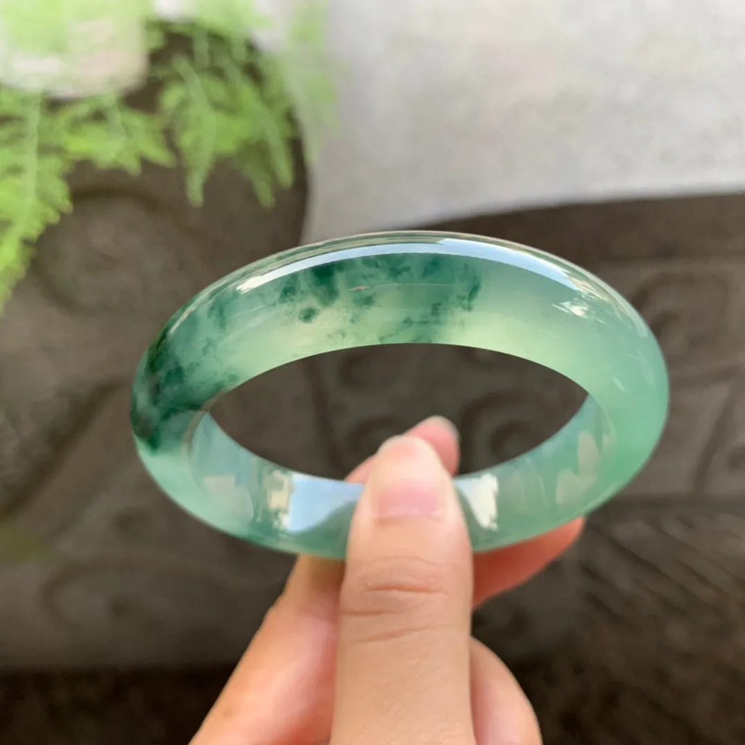 小圈口53-12.4-8.4 【冰种飘花正圈手镯】正圈53 54可戴