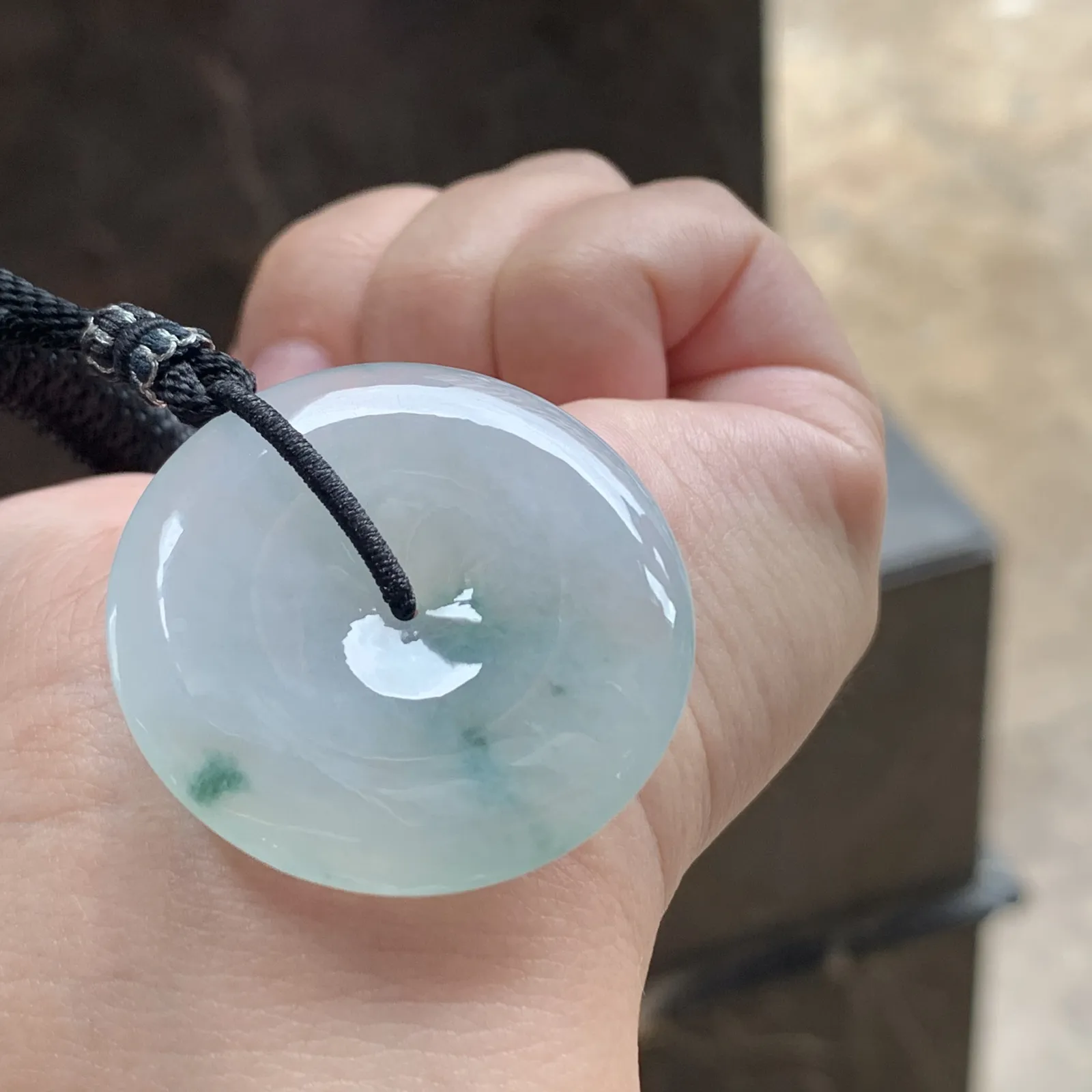 糯冰种飘花平安扣吊坠