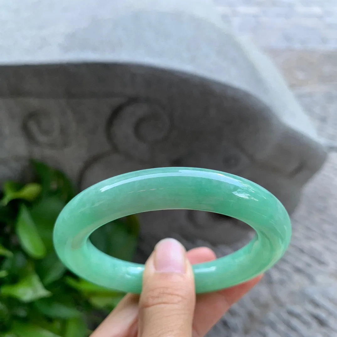 圈口 55.3-11.2mm【满绿圆条手镯】圆条55 56可戴