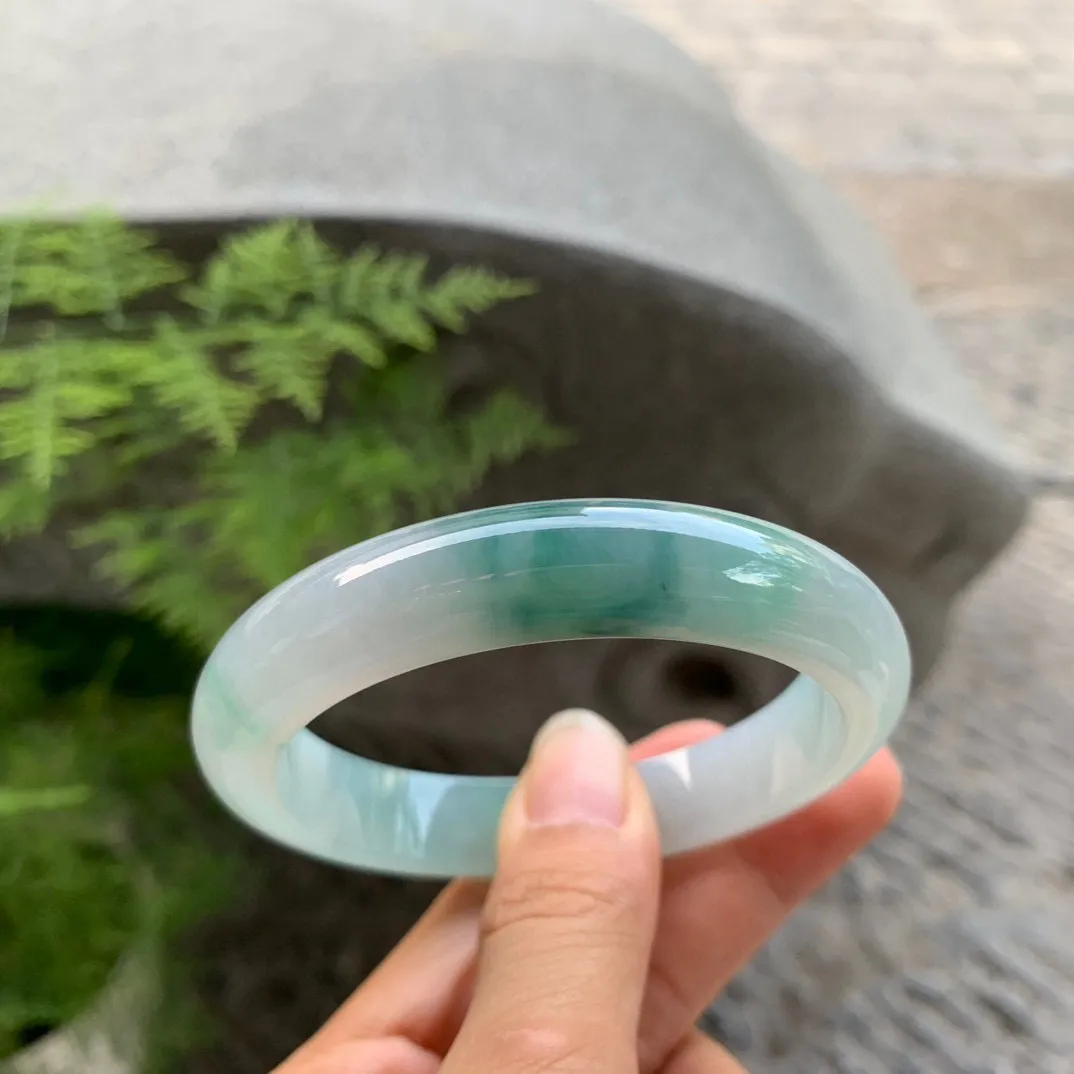 圈口56.7-11.8-8.6 【冰蓝绿正圈手镯】正圈56 57可戴