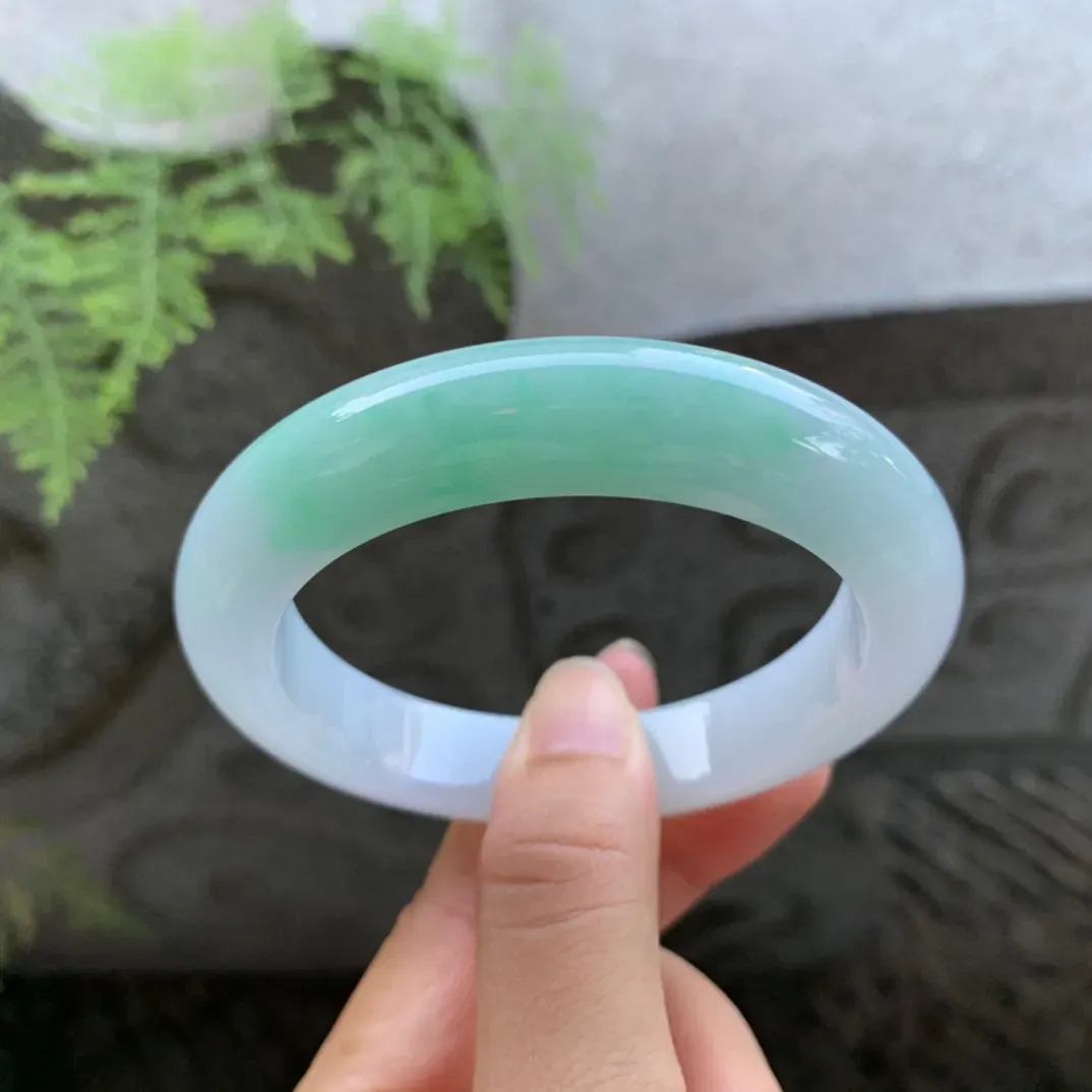 圈口56-12.3-9.7 【果阳绿正圈手镯】正圈56 57可戴