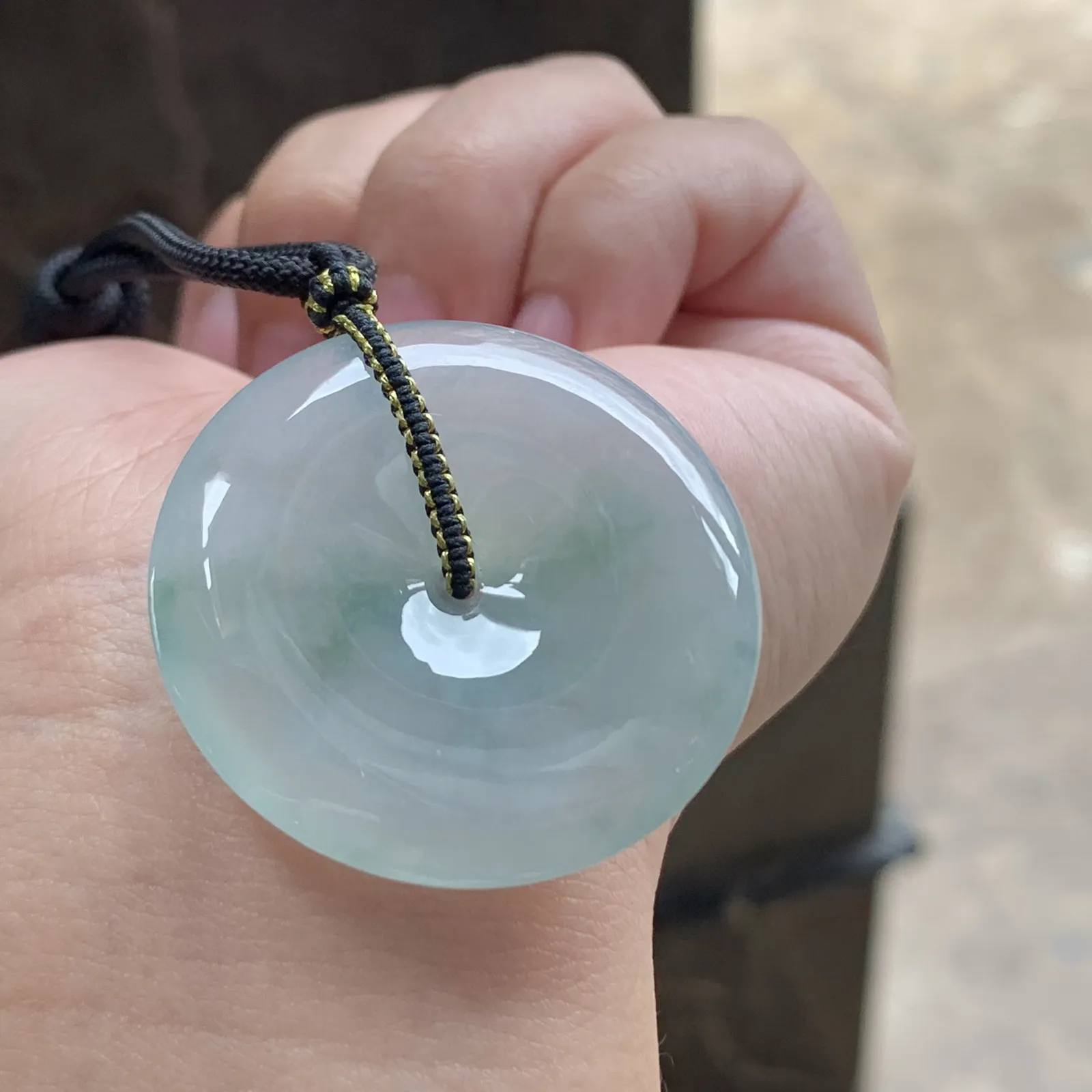 糯冰种飘花平安扣吊坠