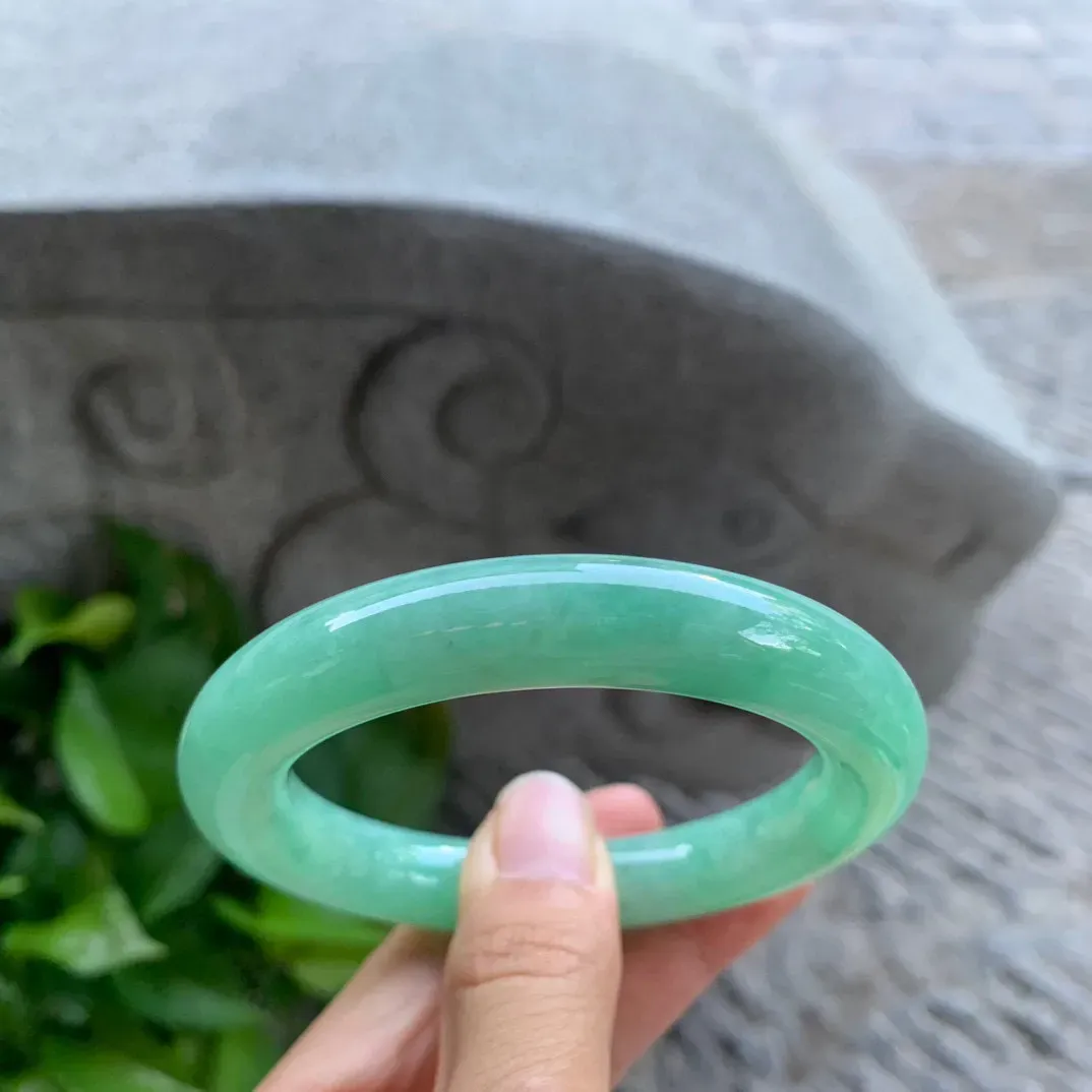圈口 55.3-11.2mm【满绿圆条手镯】圆条55 56可戴