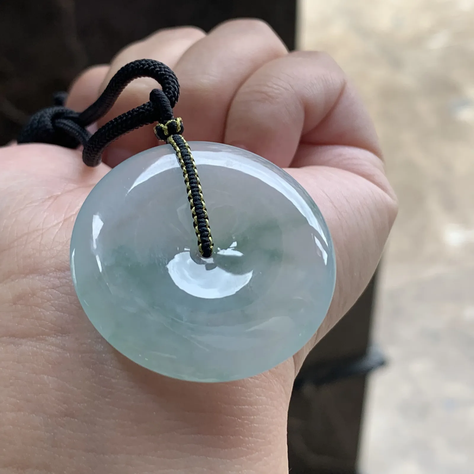 糯冰种飘花平安扣吊坠