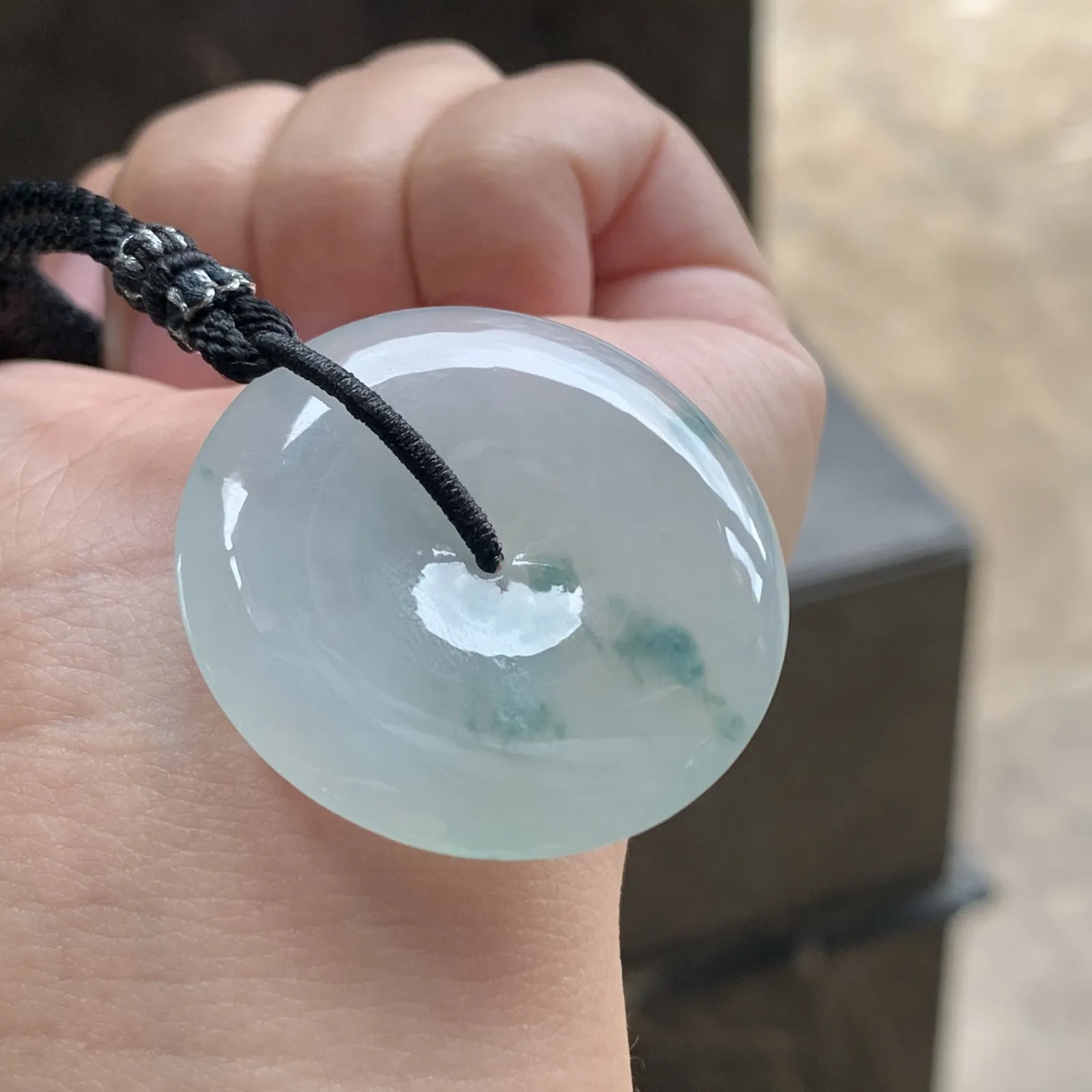 糯冰种飘花平安扣吊坠