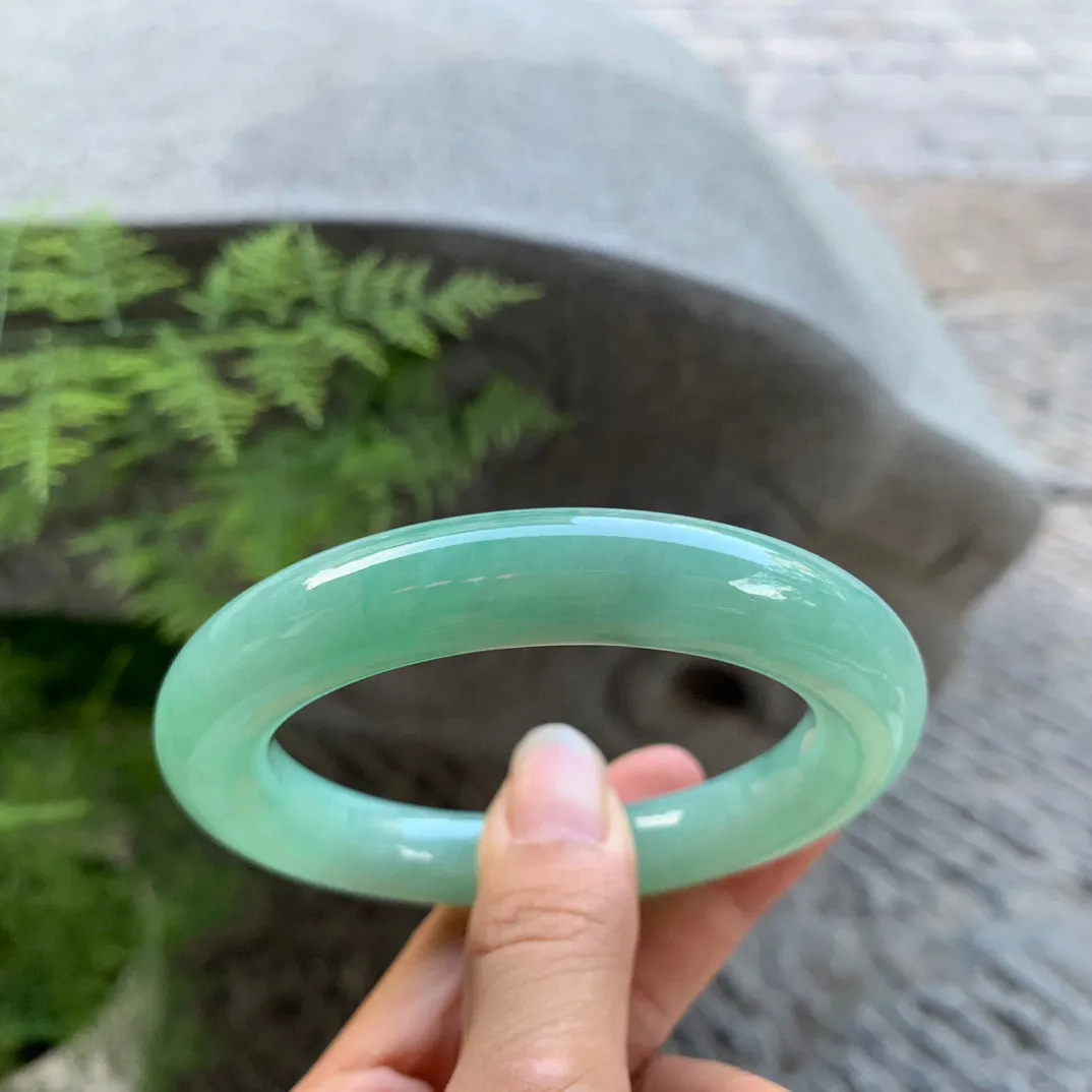 圈口 57-11.5【满绿圆条手镯】圆条57 58可戴