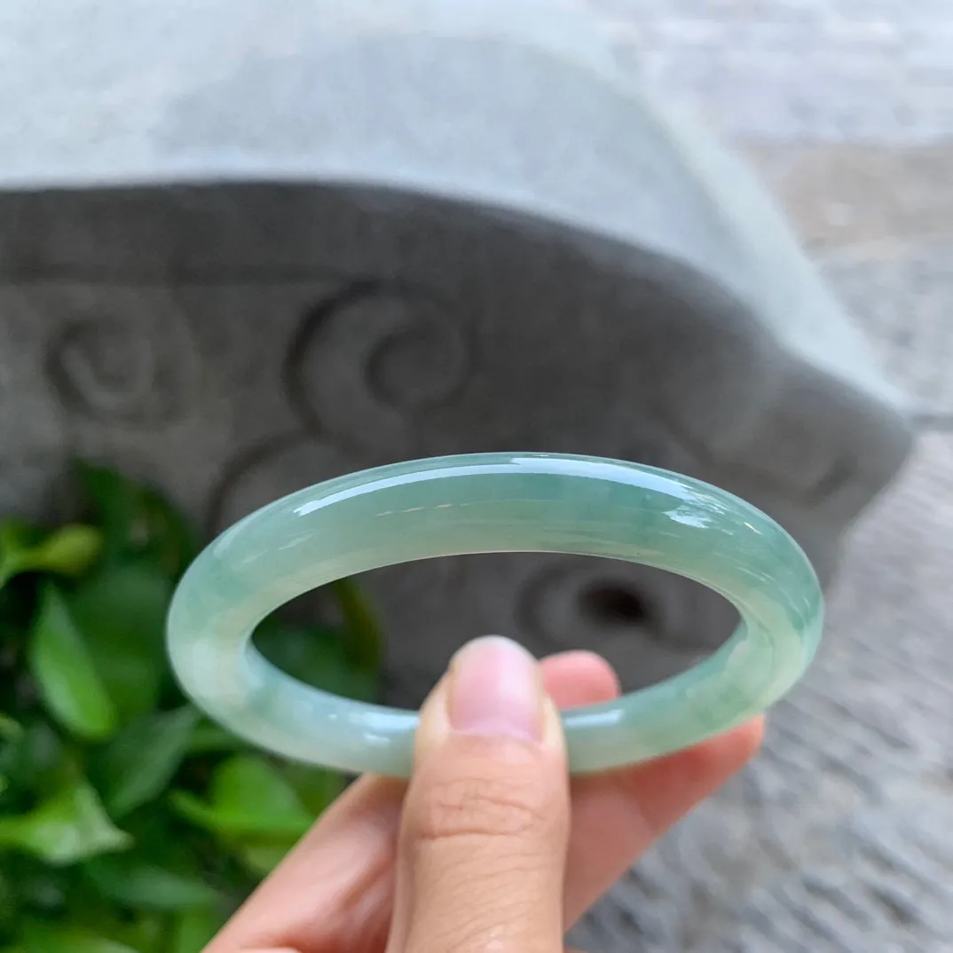 小圈口53.4-8.2 【油绿圆条手镯】圆条53 54可戴