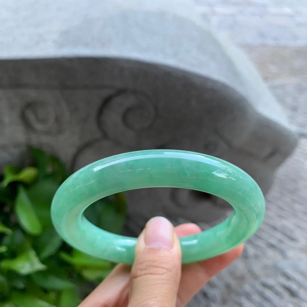 圈口 55.3-11.2mm【满绿圆条手镯】圆条55 56可戴