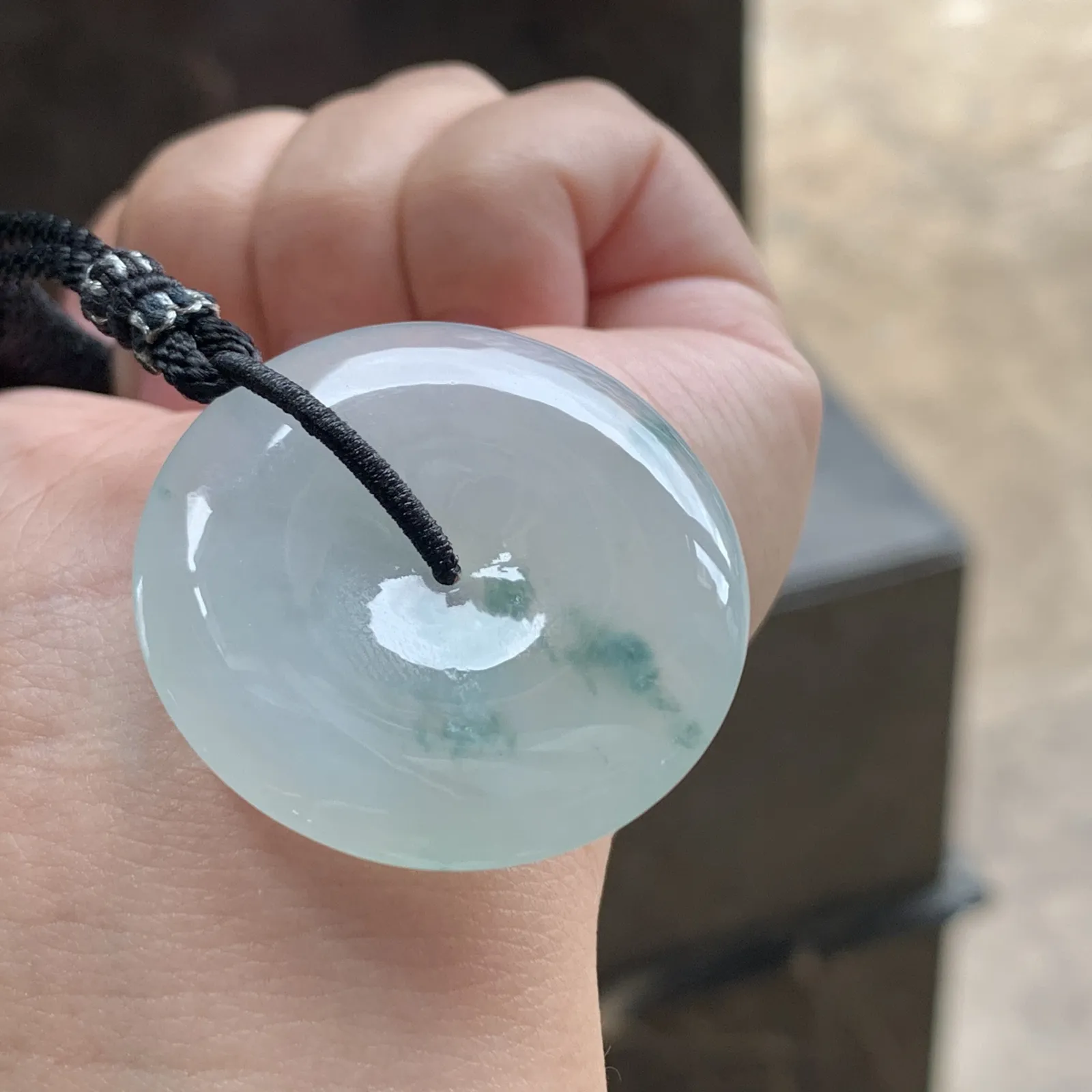 糯冰种飘花平安扣吊坠