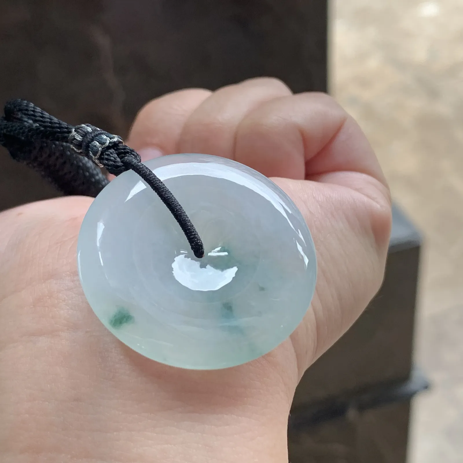 糯冰种飘花平安扣吊坠