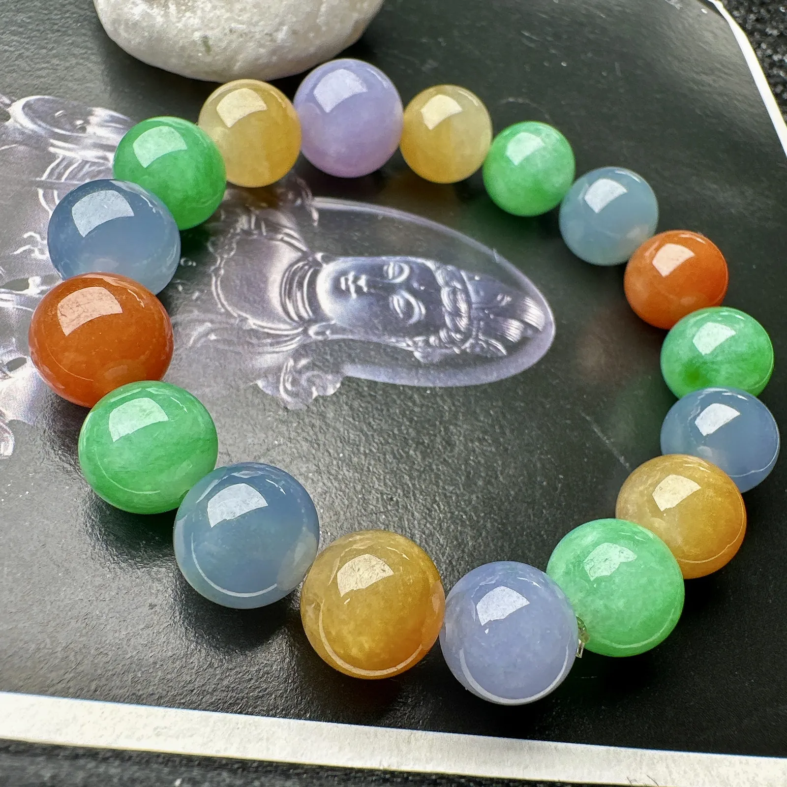【冰种多宝手串】晶莹多彩的糖果串，多宝手串，颜色丰富，更重要的是种水都很好，性价比很不错，直径10.9-13.1之间