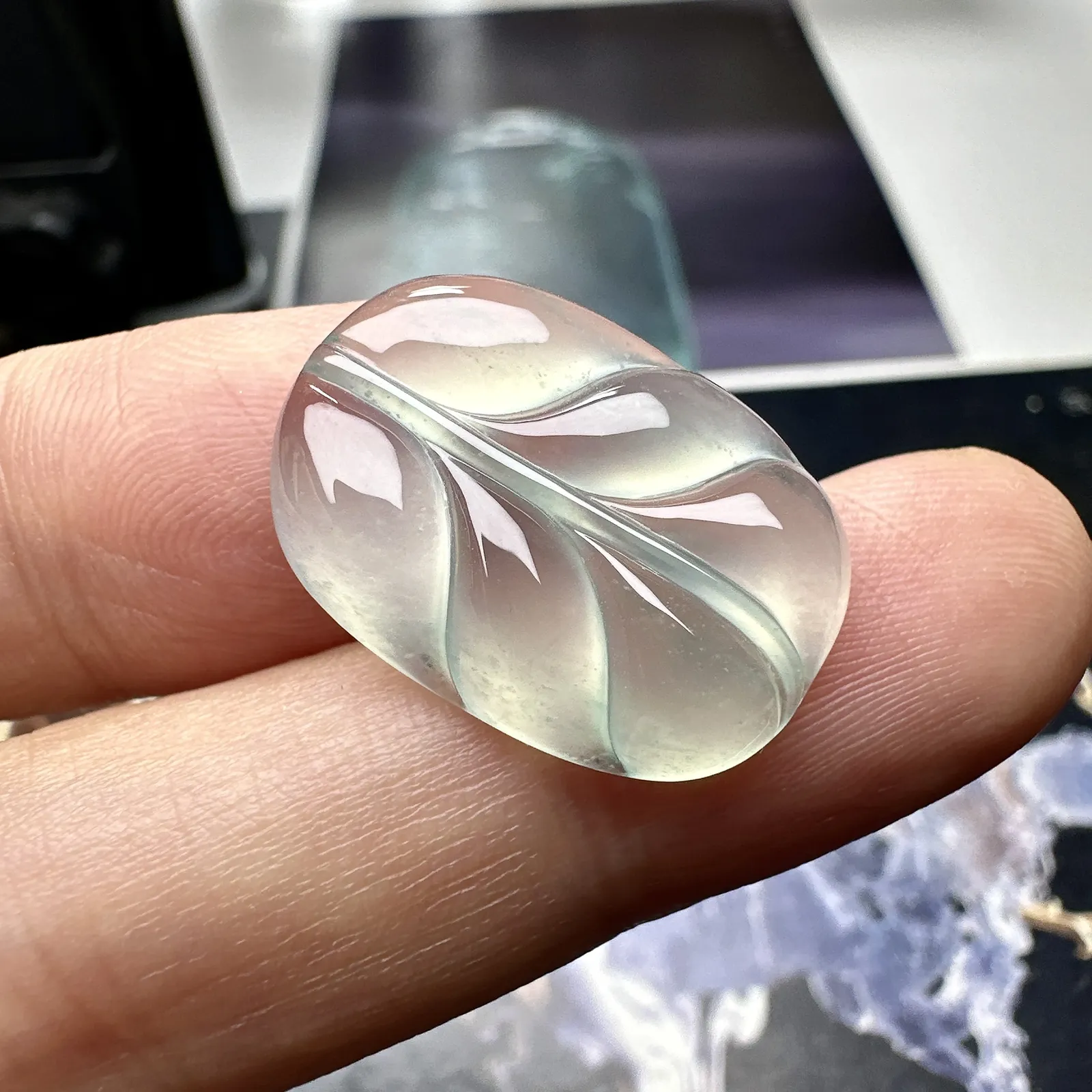 【冰种叶吊坠】金枝玉叶，种水上乘，晶莹剔透，纯净通透，莹光感很强
