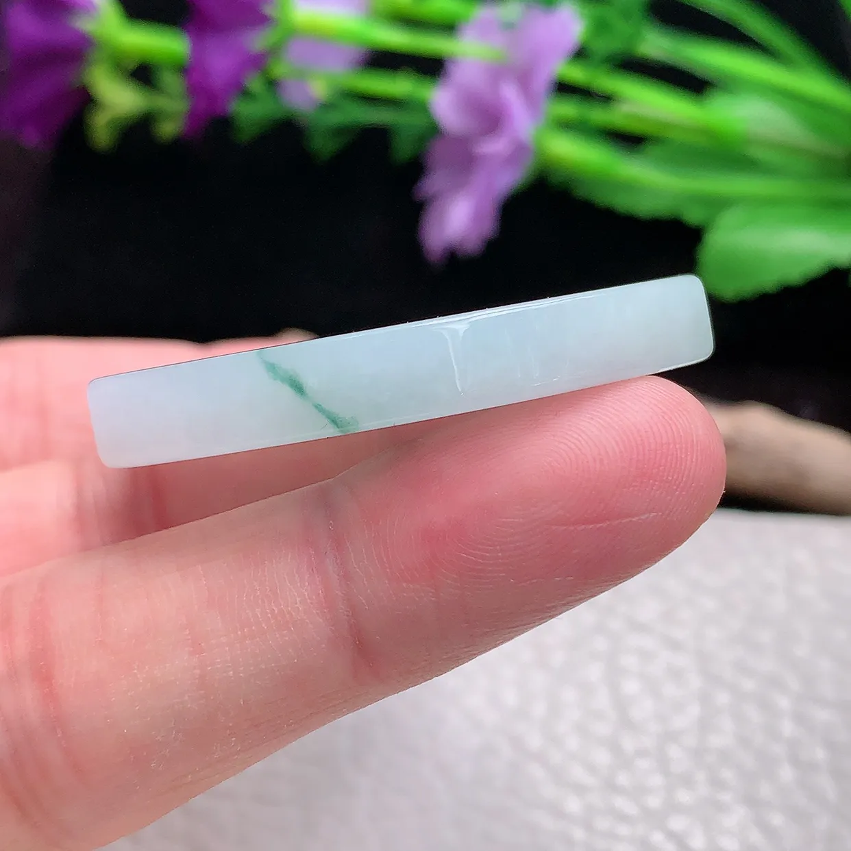 zen实拍53.5*40.8*6缅甸翡翠飘花平安无事牌吊坠 特色意境素牌挂件