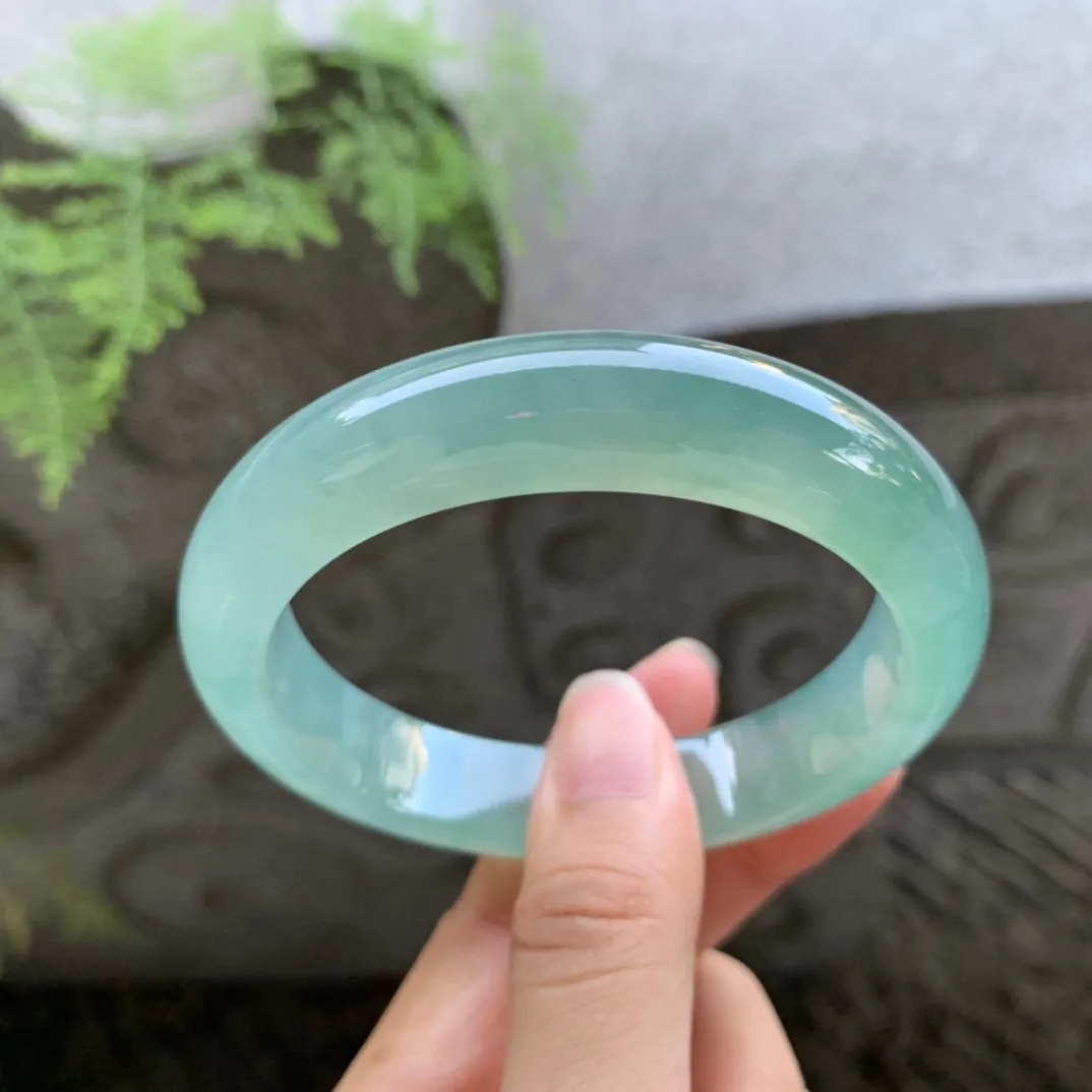 圈口 56.6-12.7-8.6【冰种芙蓉绿正圈手镯】正圈56 57可戴