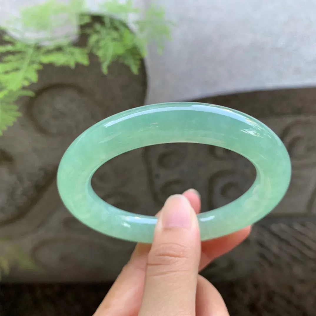 圈口55-10.5 【冰绿圆条手镯】圆条55 56可戴