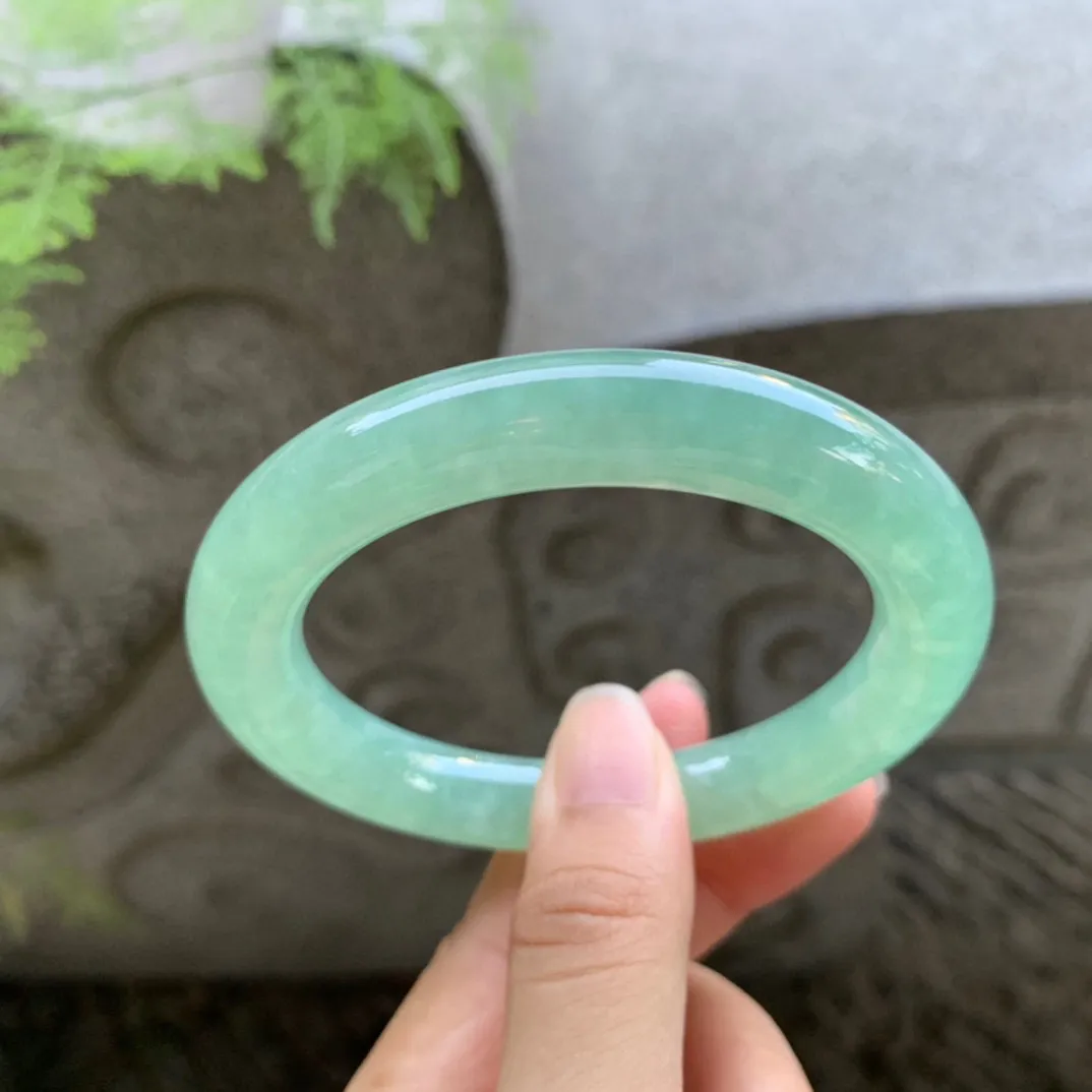 圈口55-10.5 【冰绿圆条手镯】圆条55 56可戴
