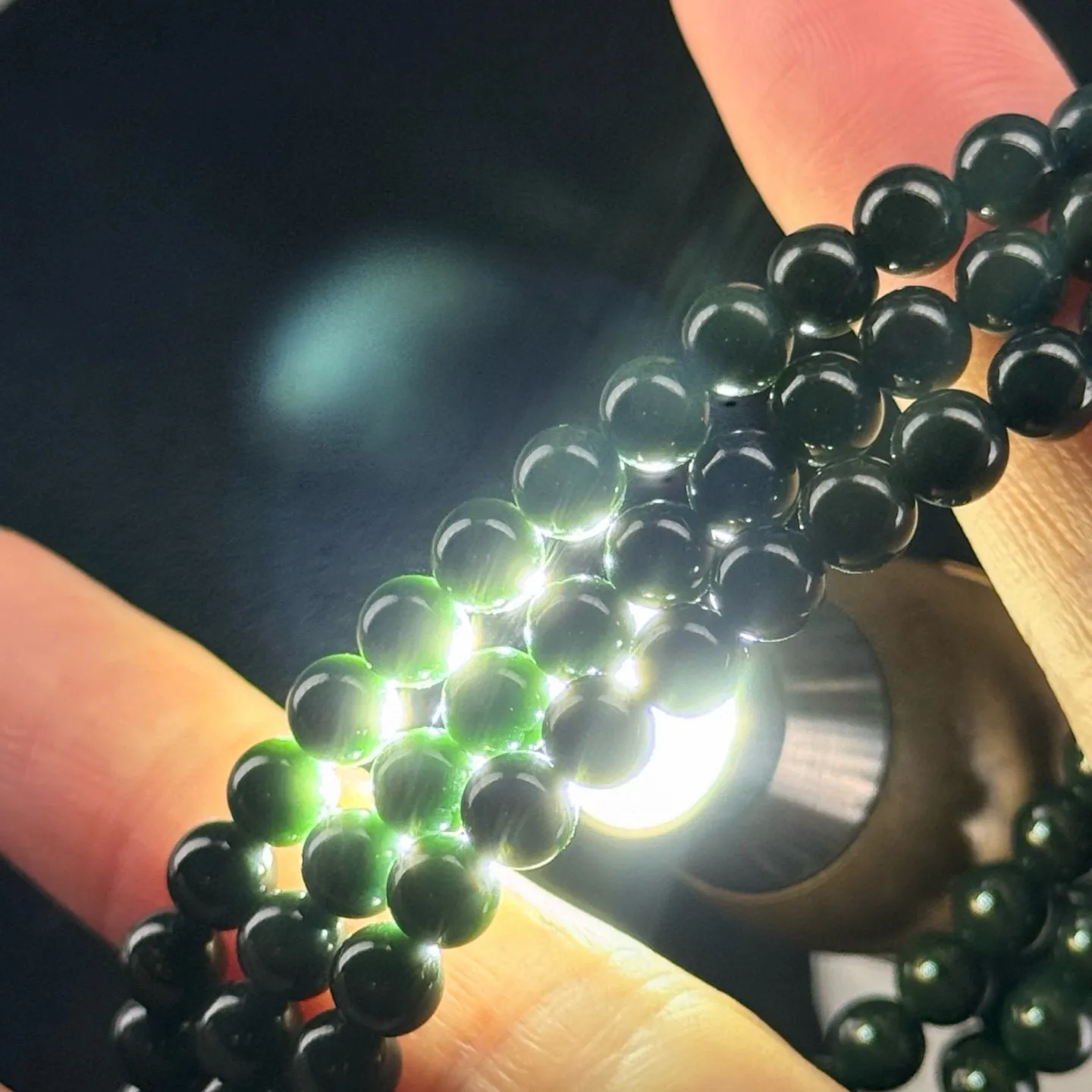精品墨翠手串 尺寸5.1