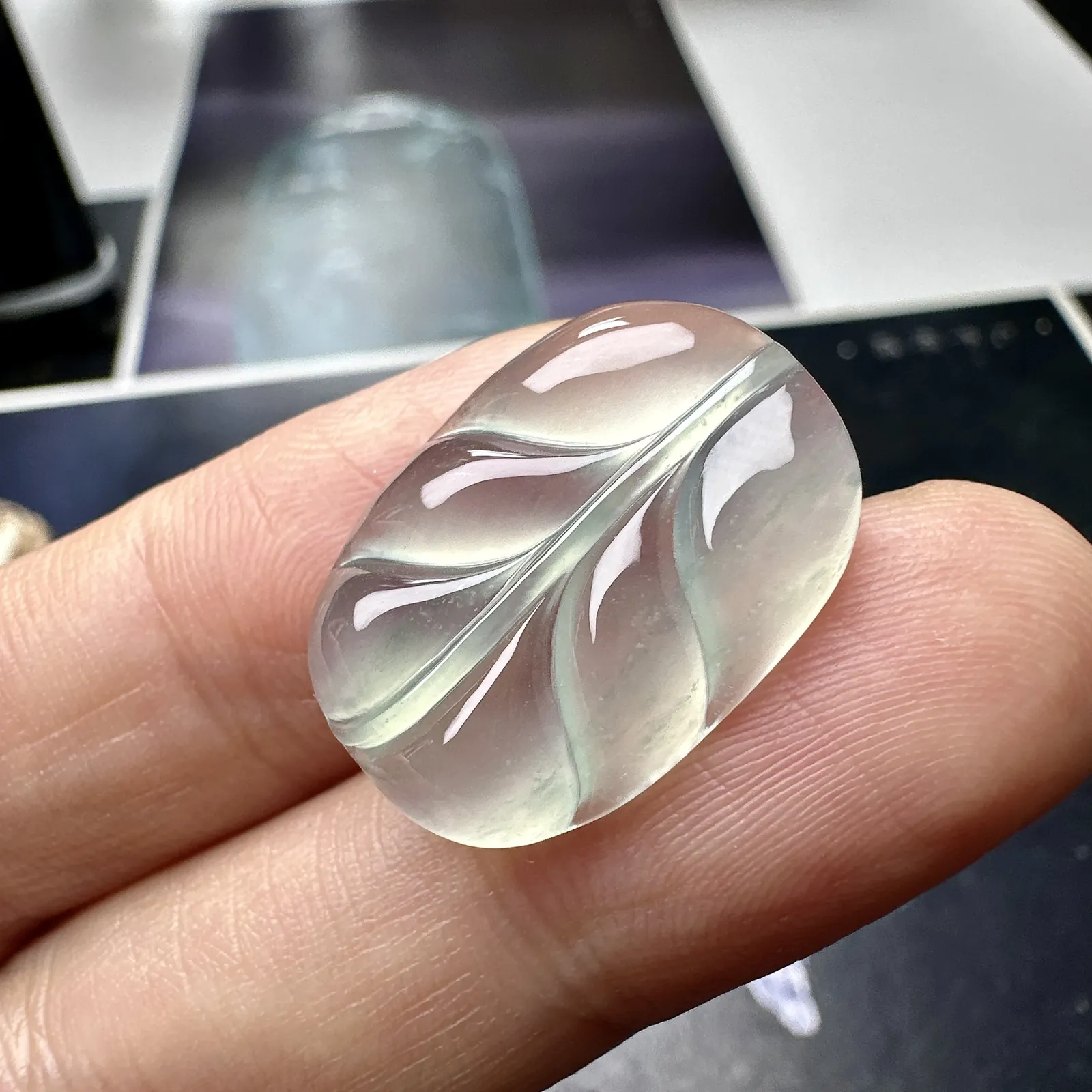 【冰种叶吊坠】金枝玉叶，种水上乘，晶莹剔透，纯净通透，莹光感很强