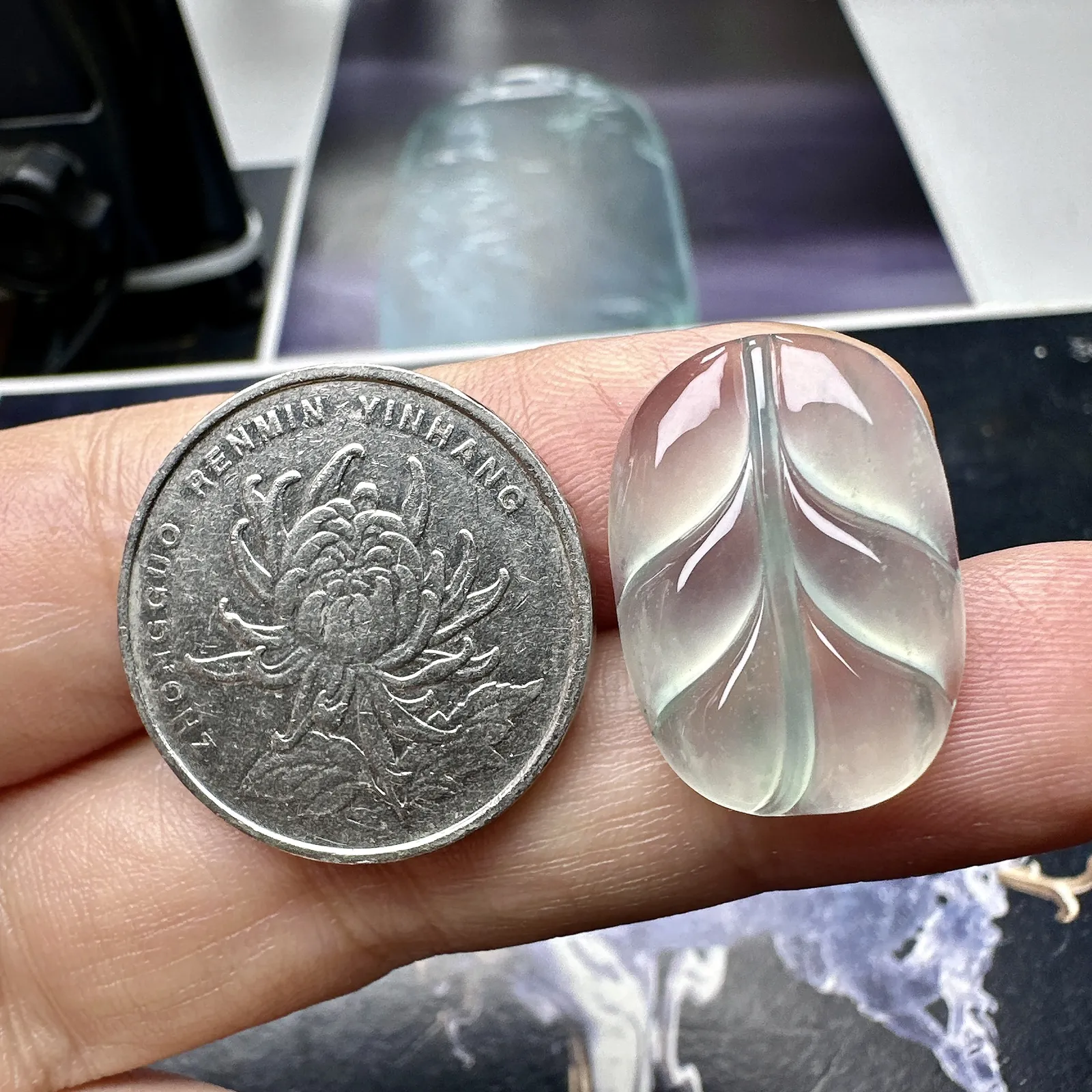 【冰种叶吊坠】金枝玉叶，种水上乘，晶莹剔透，纯净通透，莹光感很强