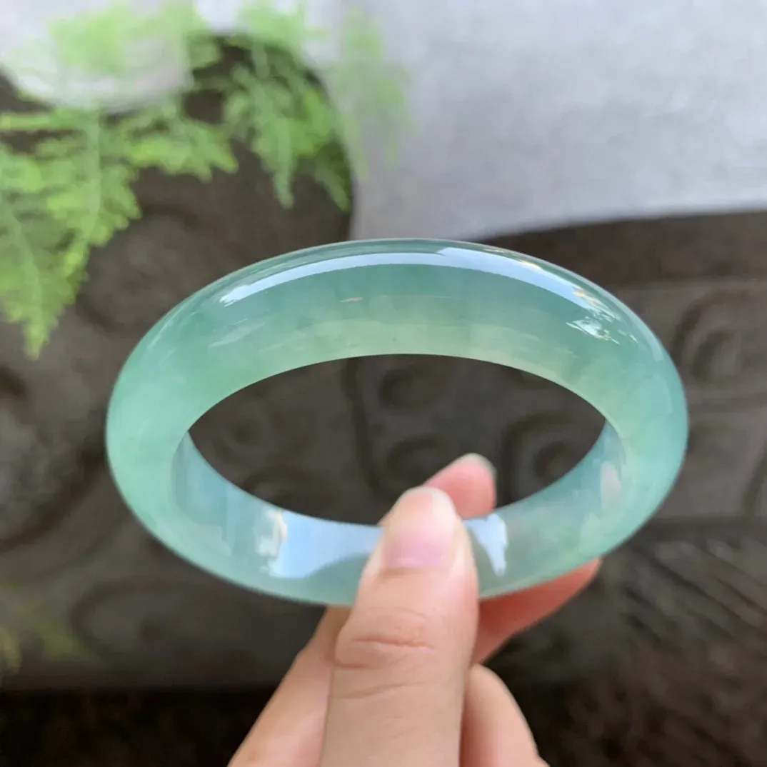 圈口 56.6-12.7-8.6【冰种芙蓉绿正圈手镯】正圈56 57可戴
