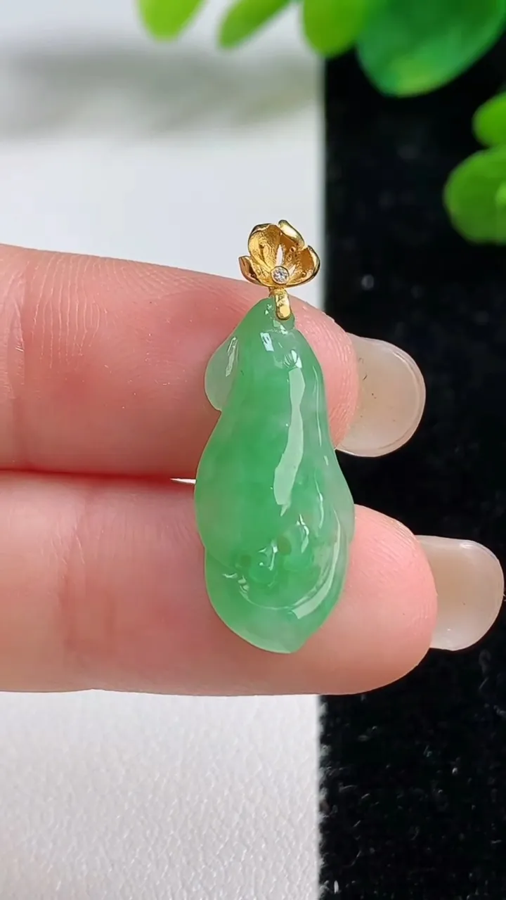 天然A货翡翠玉兰花吊坠，尺寸23.4-10.4-3.8，重量:1.60g
9月5日