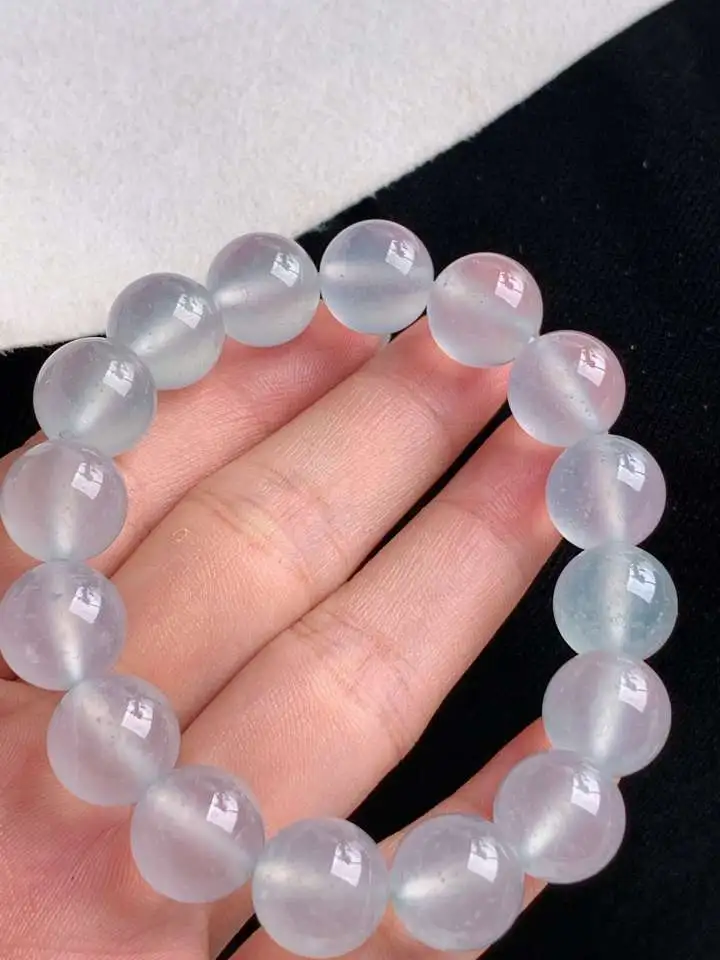 a货翡翠老坑高冰种白月光圆珠佛珠手串16颗 尺寸11.6mm 重量47.06g 0905