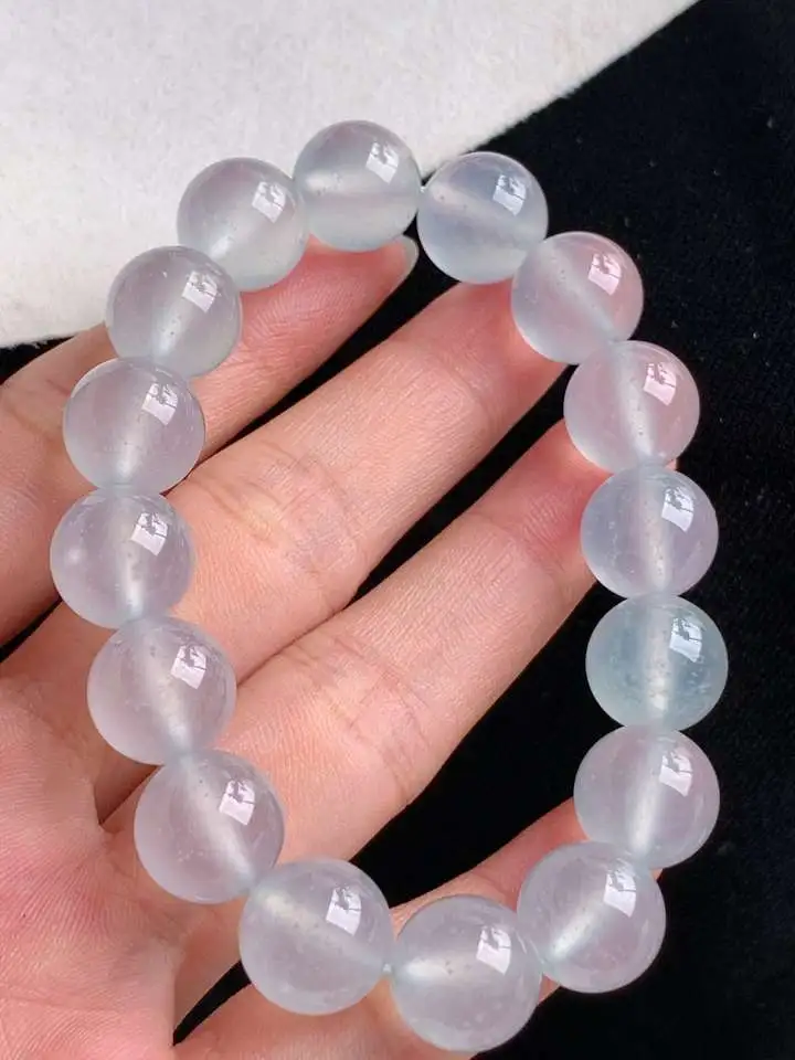 a货翡翠老坑高冰种白月光圆珠佛珠手串16颗 尺寸11.6mm 重量47.06g 0905