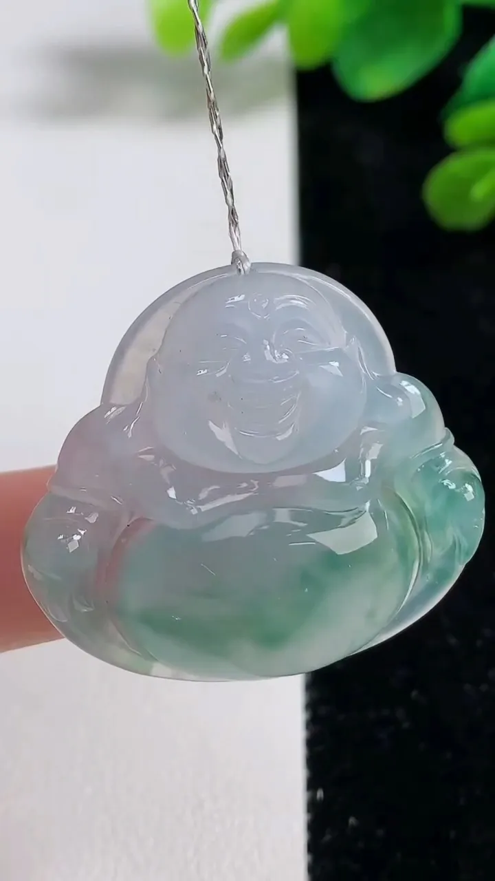 天然A货翡翠种飘花佛公吊坠，尺寸32.2-33.8-6，重量:10.36g
9月6日