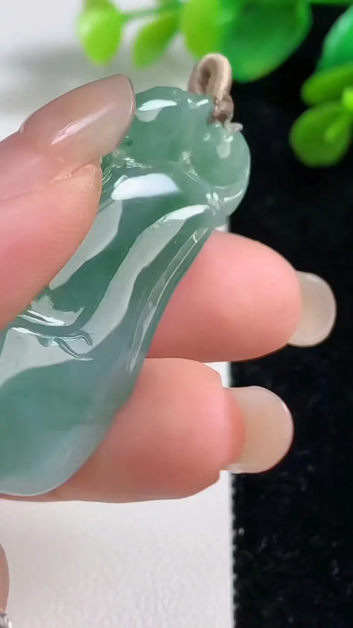 天然A货翡翠玉兰花吊坠，尺寸44.7-15-6，重量:9.11g
9月7日