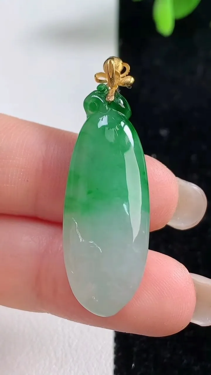 天然A货翡翠福瓜吊坠，尺寸32.6-12.8-6，重量:4.92g
9月10日