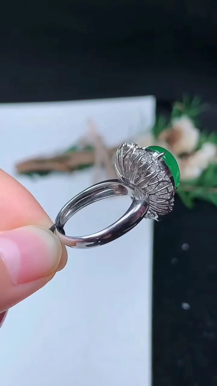 天然A货翡翠蛋面戒指 吊坠两用款，尺寸17.4-11-10，重量:7.27g2025年9月11日
工厂直销收藏佳品,种好水足，色泽均匀，有种有色，上手高大气！