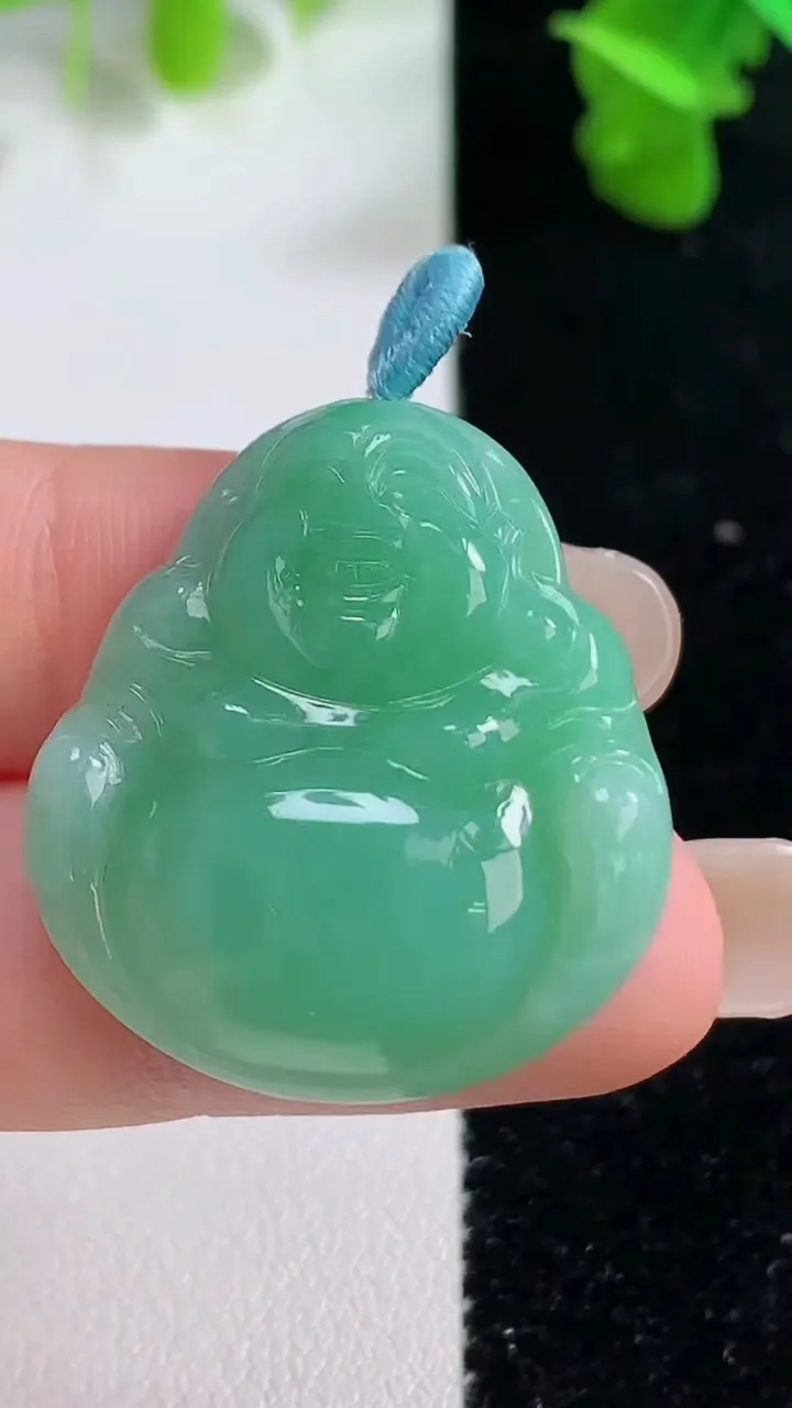 天然A货翡翠佛公吊坠，尺寸32.7-30-5.8，重量:10.24g
9月14日