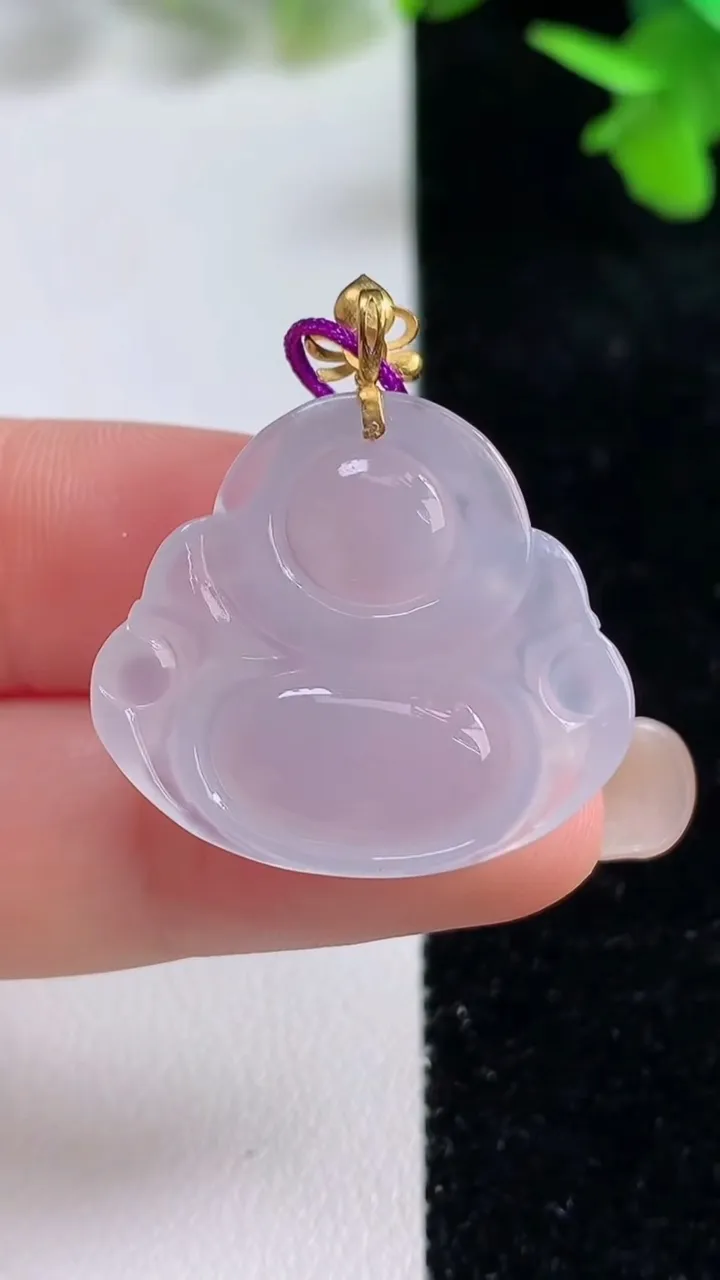 天然A货翡翠种紫罗兰佛公吊坠，尺寸24.2-27.2-5.6，重量:5.69g
9月16日
