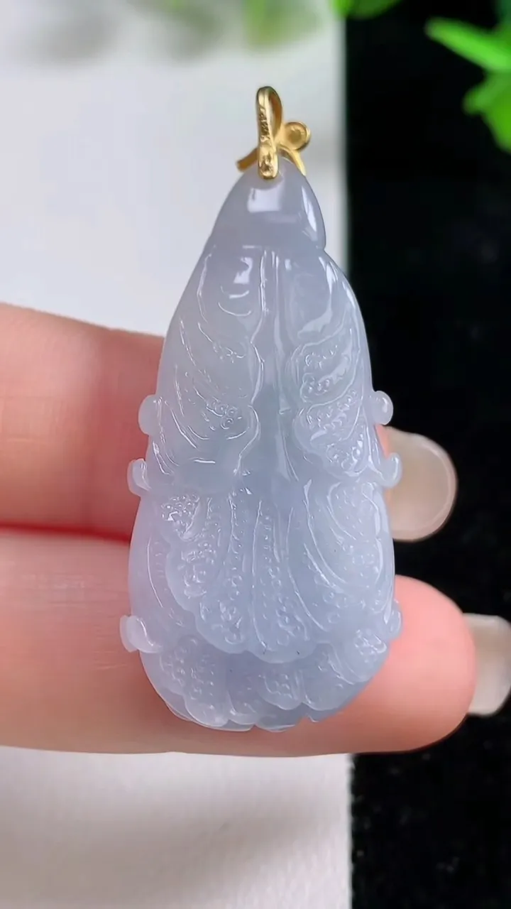 天然A货翡翠18k金紫罗兰白菜吊坠，尺寸40.5-18-8.4，重量:9.12g
9月16日