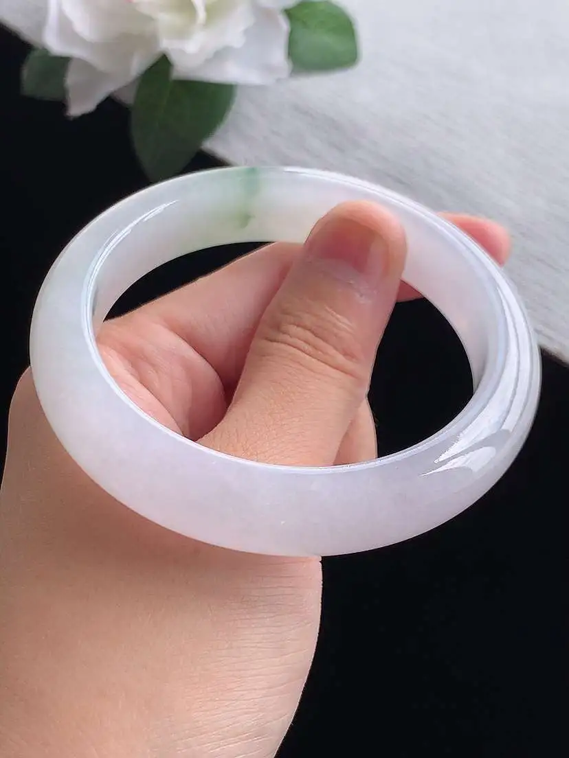 a货翡翠老坑冰种飘花正装正圈手镯55-56圈口  尺寸55.8×12.4×8.3mm 重量60.86g 0916