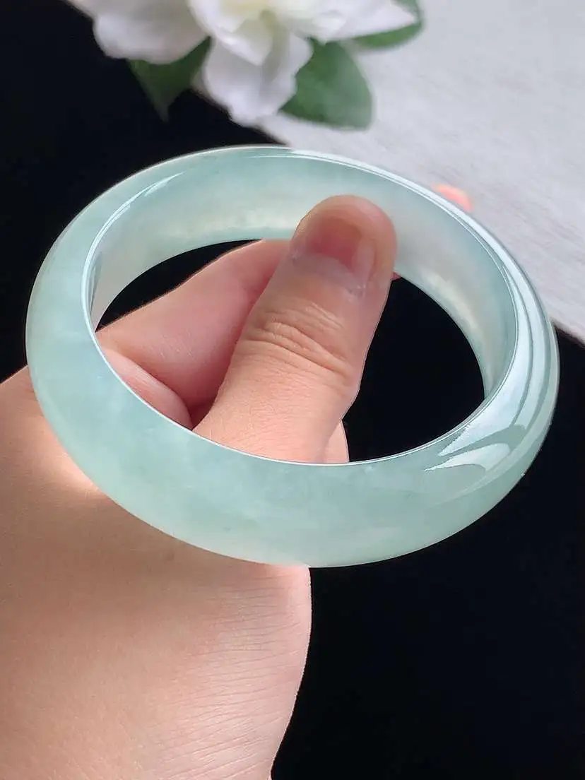 a货翡翠老坑高冰种晴水正装正圈手镯56-57圈口  尺寸56.8×15.8×8mm 重量72.30g 0917