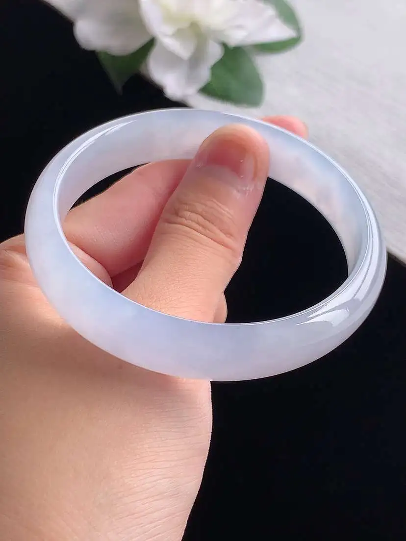 a货翡翠老坑冰种紫罗兰正装正圈手镯58-59圈口  尺寸58.3×12.7×6mm 重量43.00g 0917