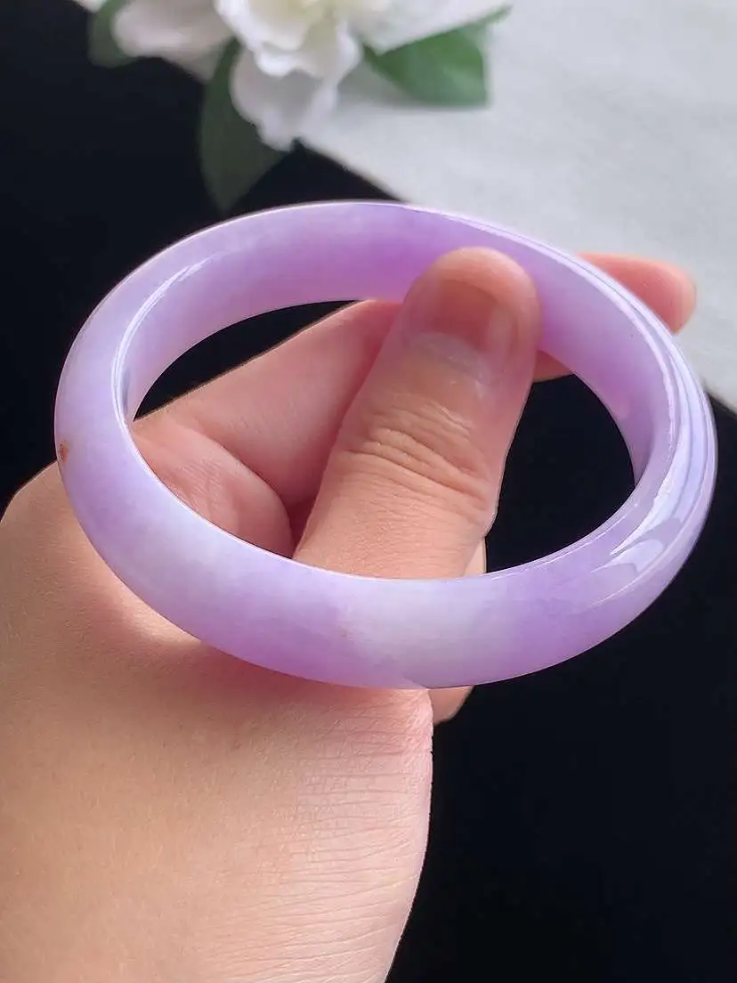 a货翡翠老坑冰种紫罗兰贵妃手镯53-54圈口 尺寸53×49×12×6.8mm 重量44.12g 0918