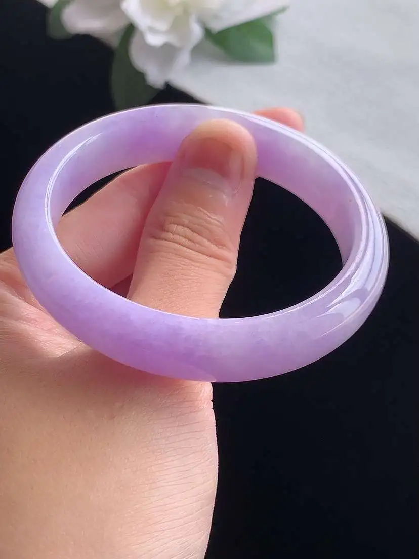 a货翡翠老坑冰种紫罗兰贵妃手镯53-54圈口 尺寸53×49×12×6.8mm 重量44.12g 0918