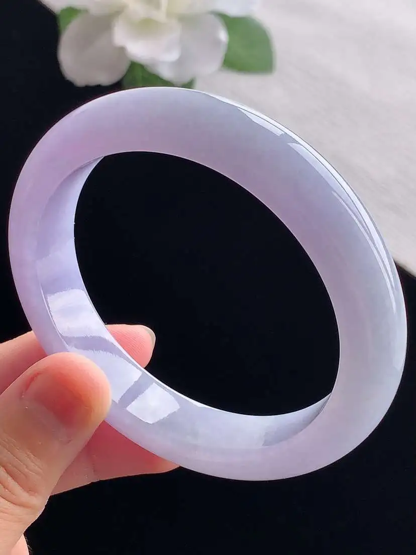 a货翡翠老坑冰种紫罗兰贵妃手镯58-59圈口  尺寸58.2×53.3×12.5×8.5mm 重量62.38g 0923