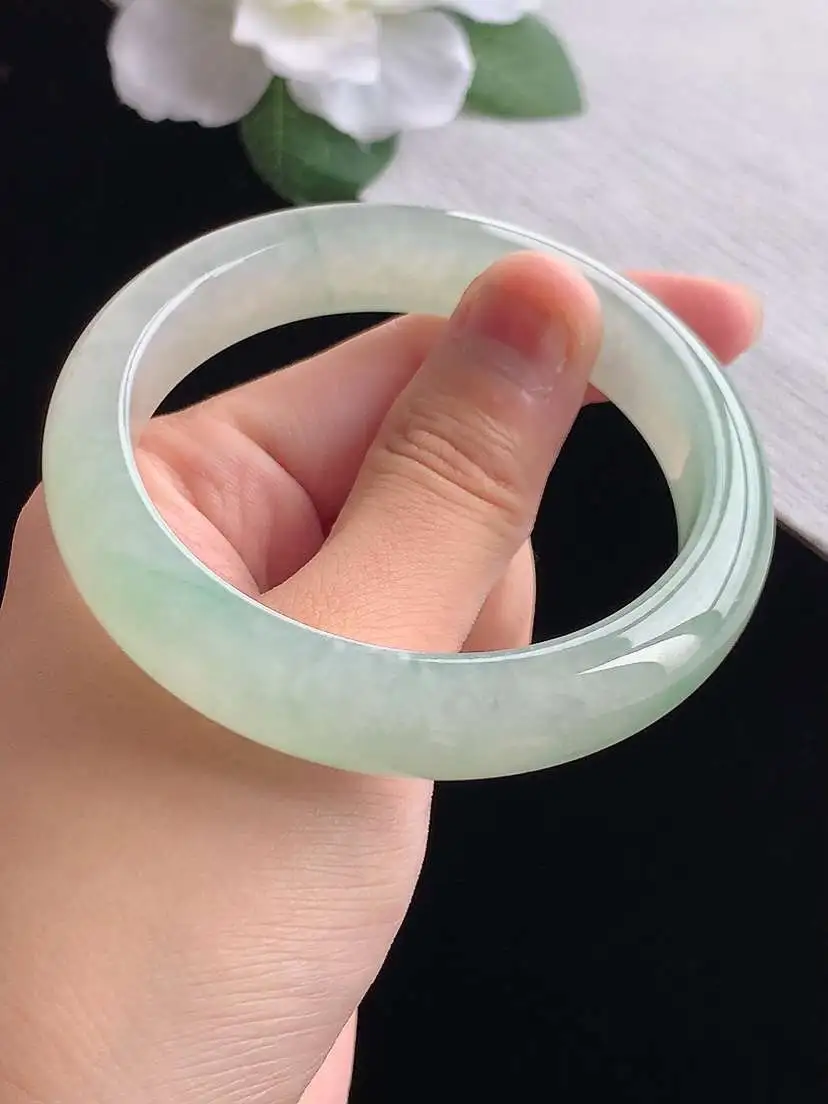 a货翡翠老坑冰种晴水正装正圈手镯56-57圈口 尺寸56.2×12.3×8.2mm 重量58.96g 0924
