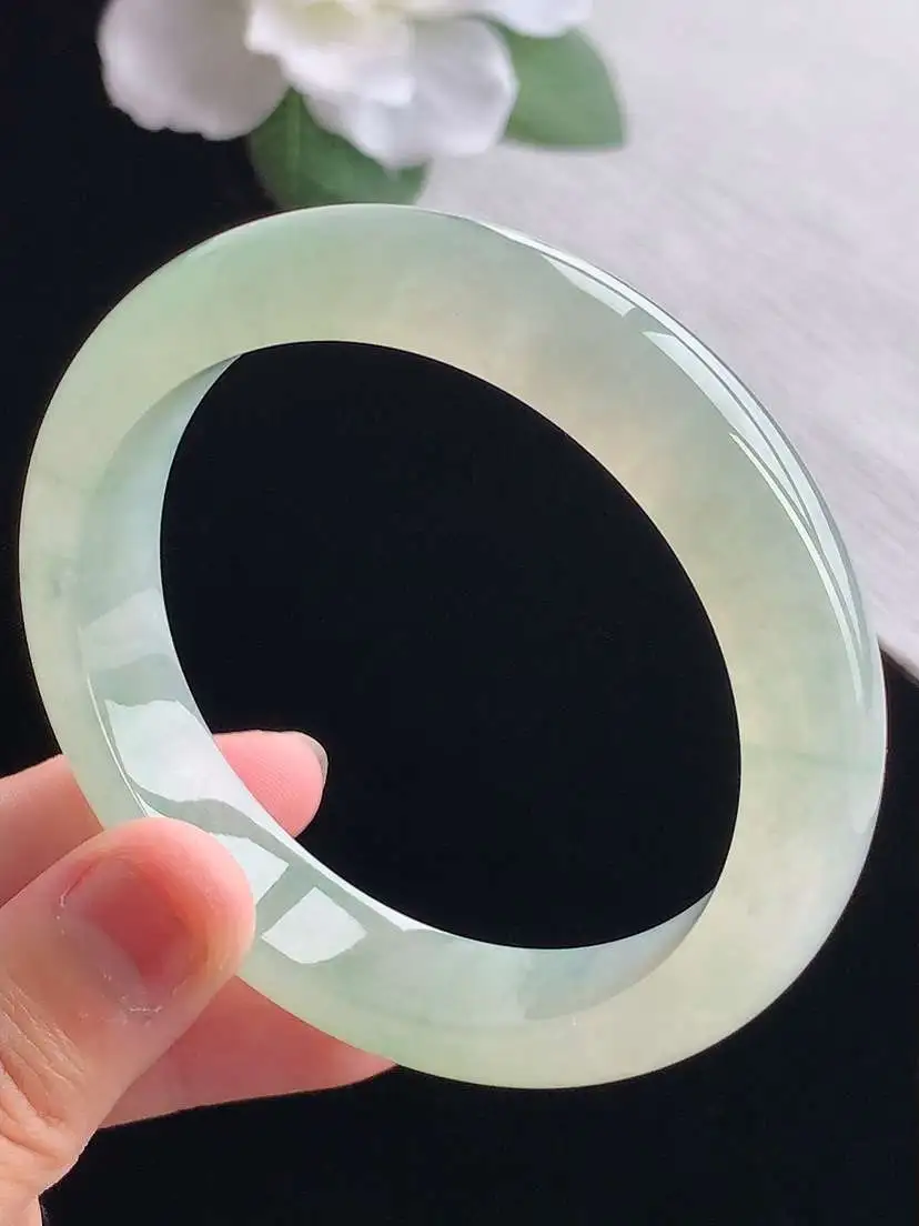 a货翡翠老坑冰种晴水正装正圈手镯56-57圈口 尺寸56.2×12.3×8.2mm 重量58.96g 0924
